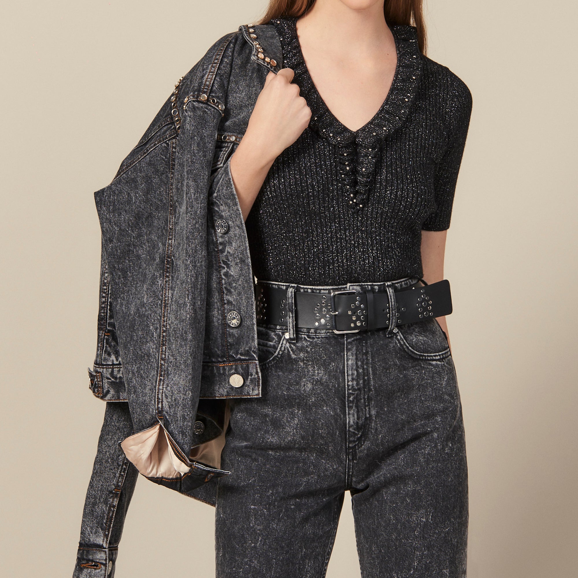 Pull à manches courtes en Maille lurex Sandro seconde main