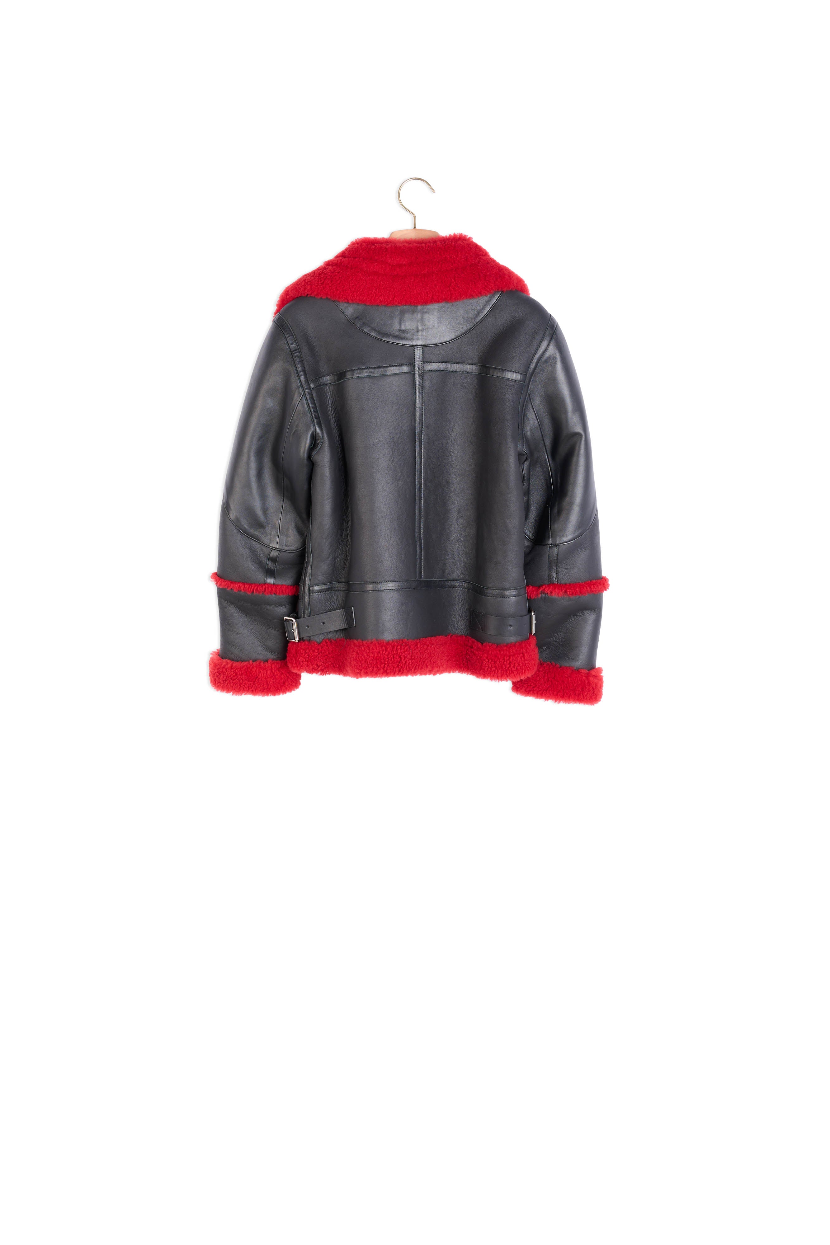 Veste en peau lainé détails colorés Sandro seconde main