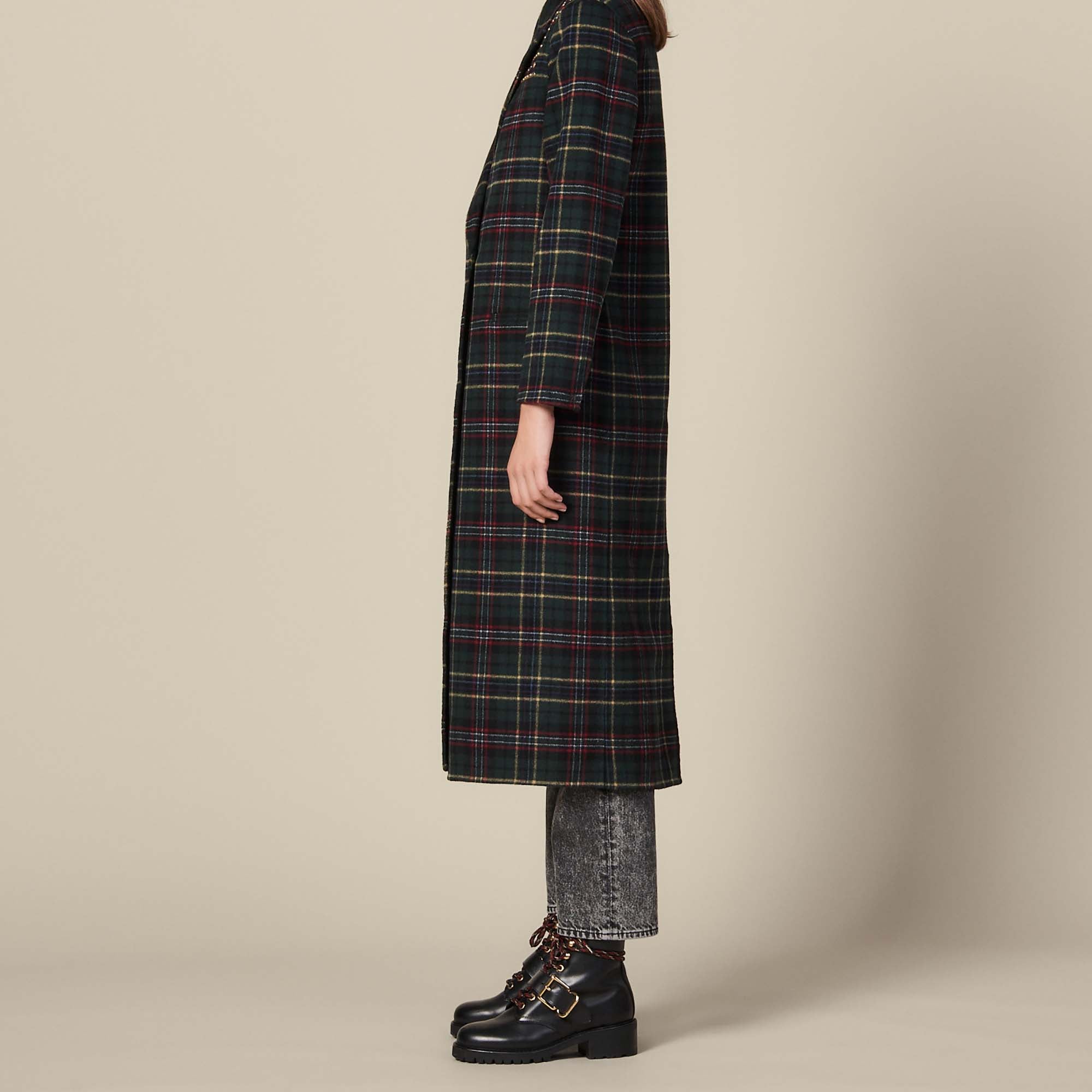 Manteau long orné de strass aux épaules Sandro seconde main