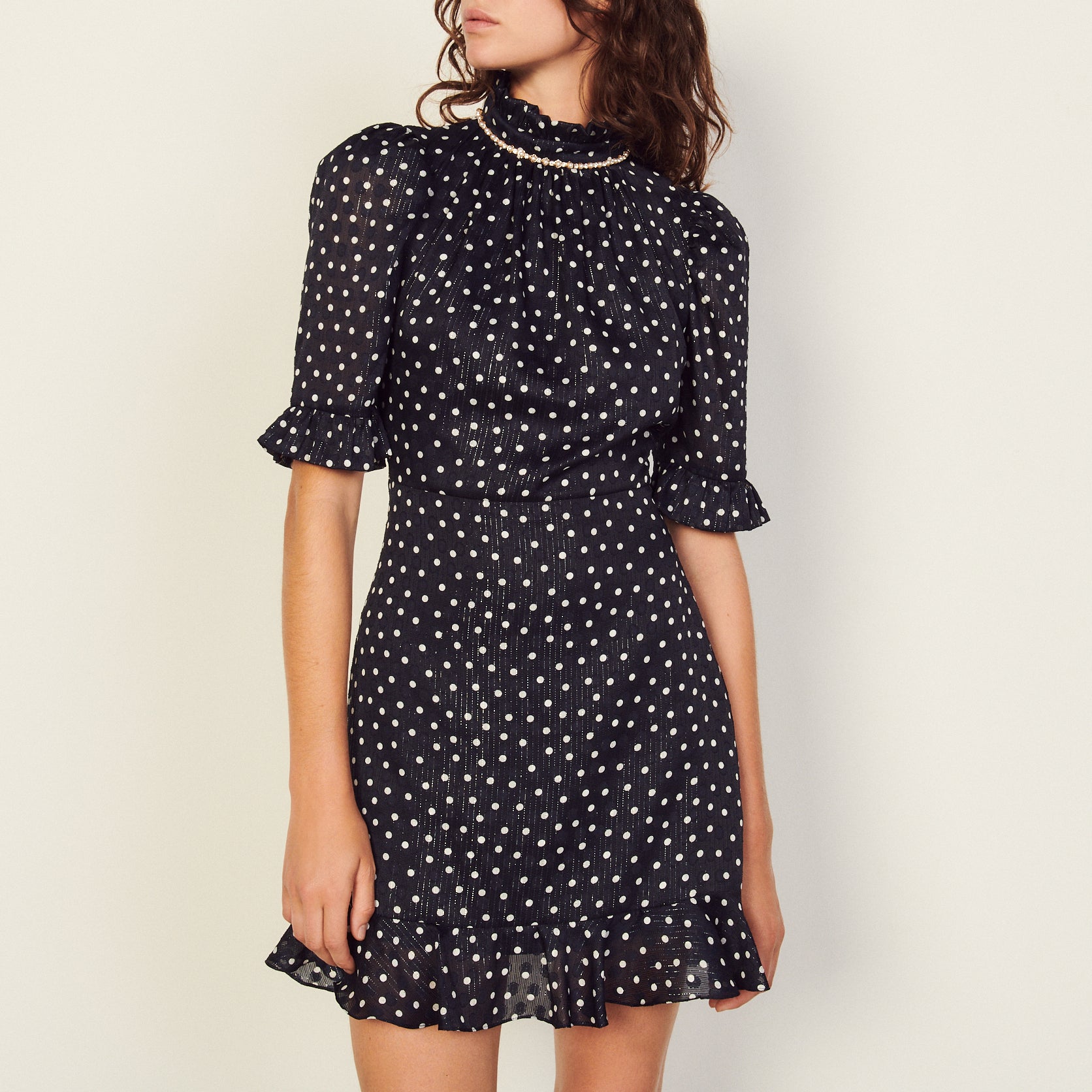 Robe imprimé marine et blanc Sandro seconde main