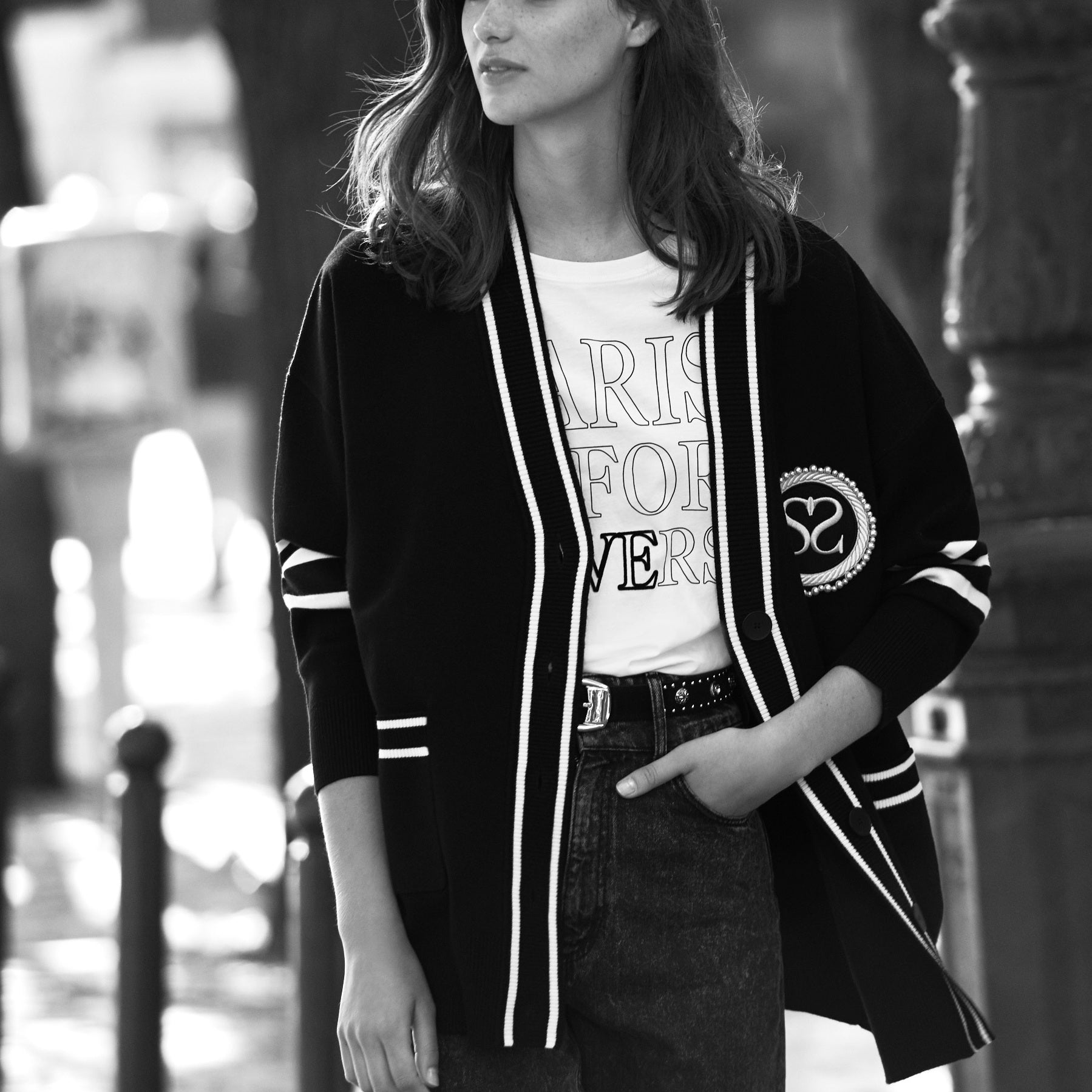 Cardi-coat à rayures contrastantes Sandro seconde main