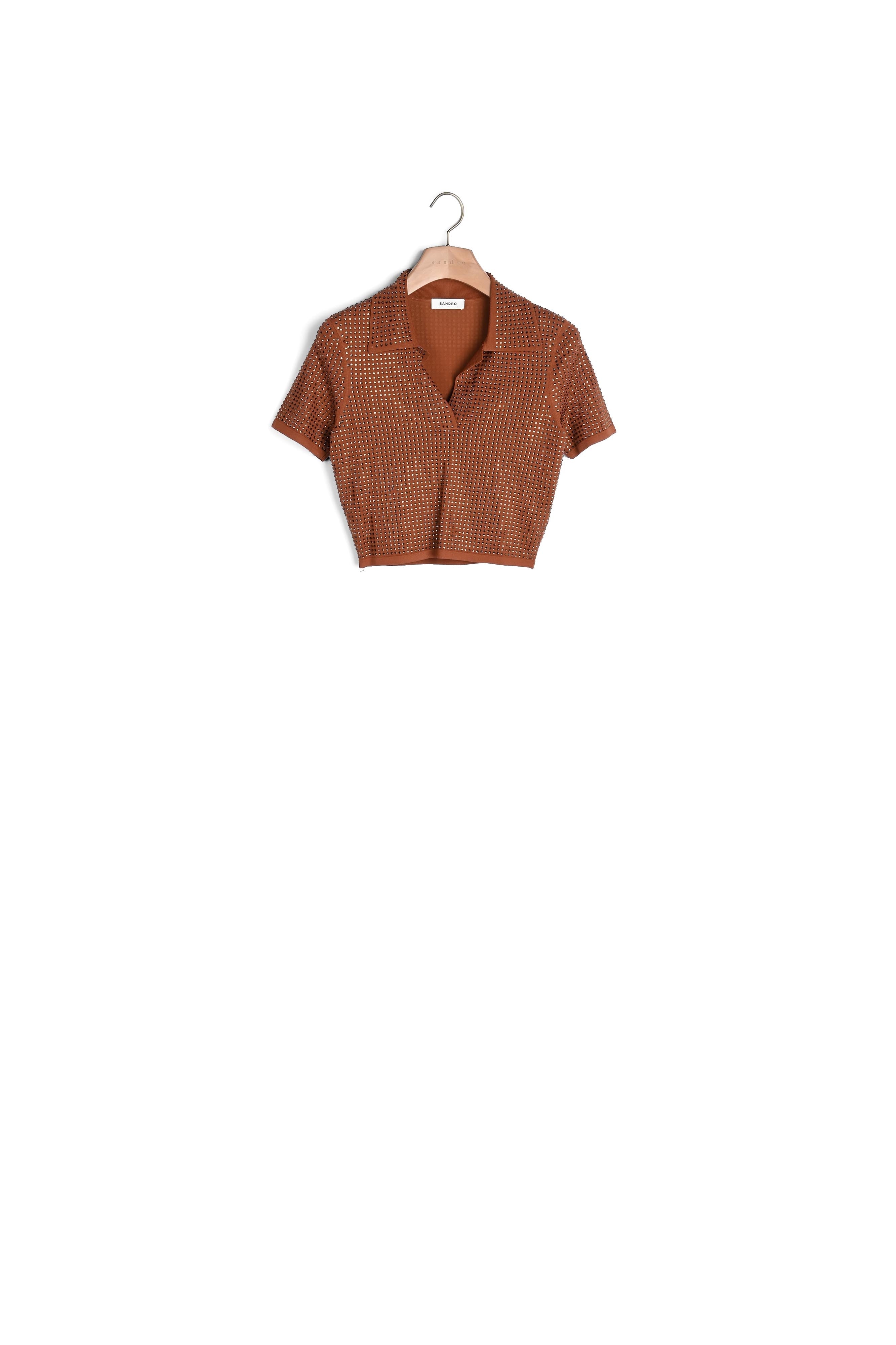 Pull court orné de strass Sandro seconde main