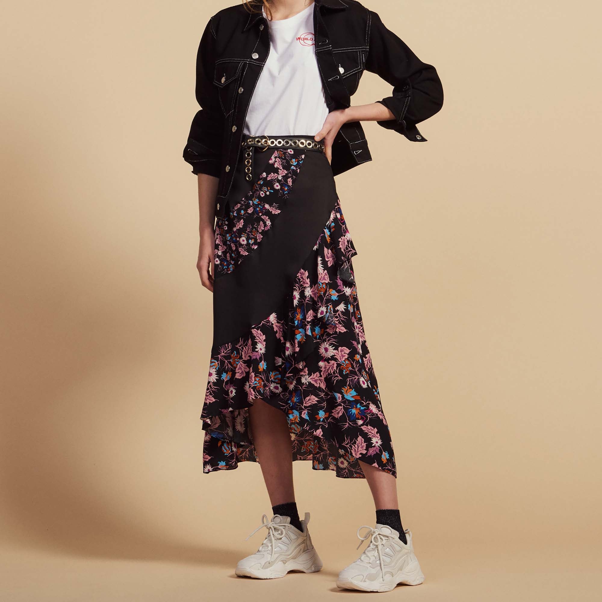 Jupe longue fluide imprimée Sandro seconde main