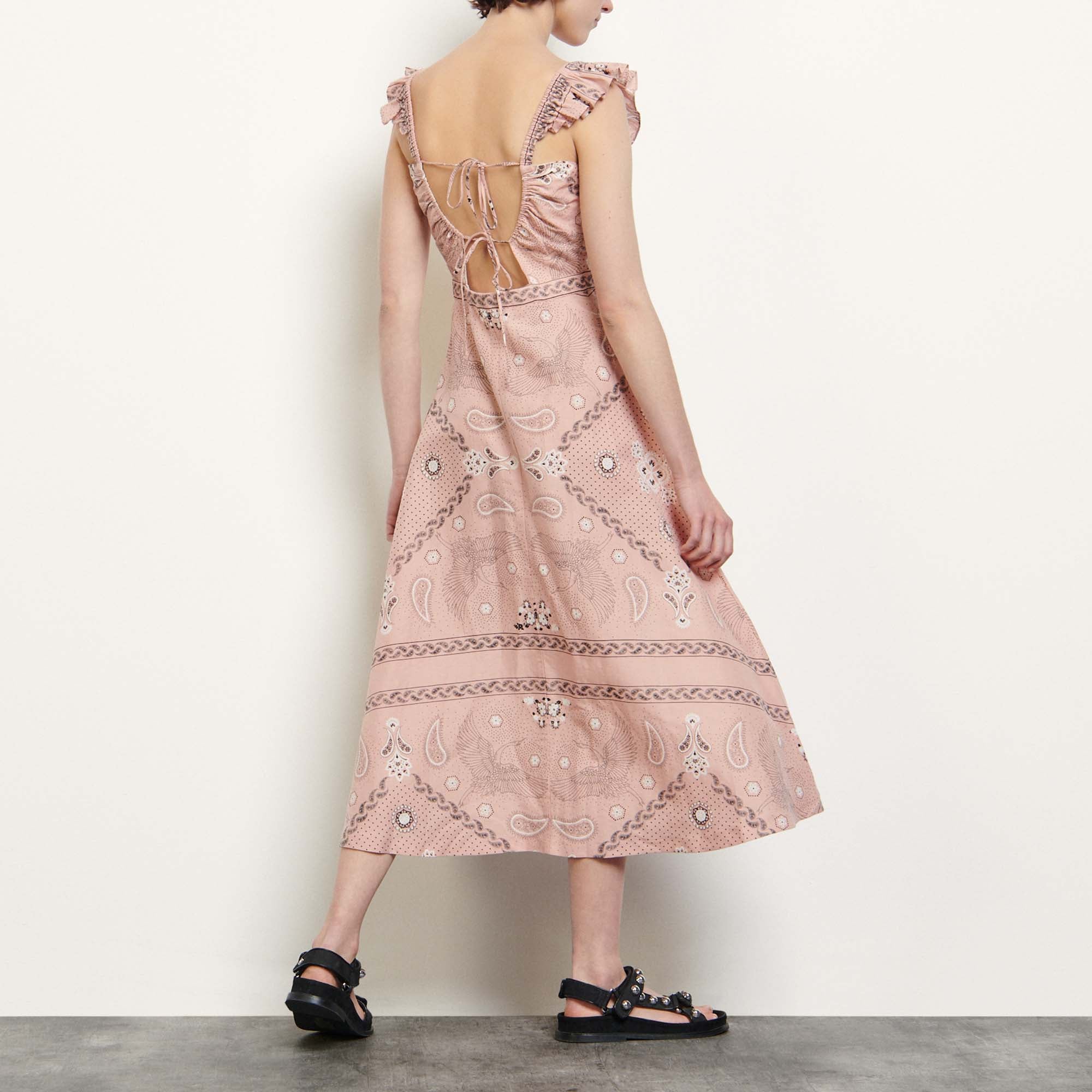 Robe longue imprimée à encolure carrée Sandro seconde main