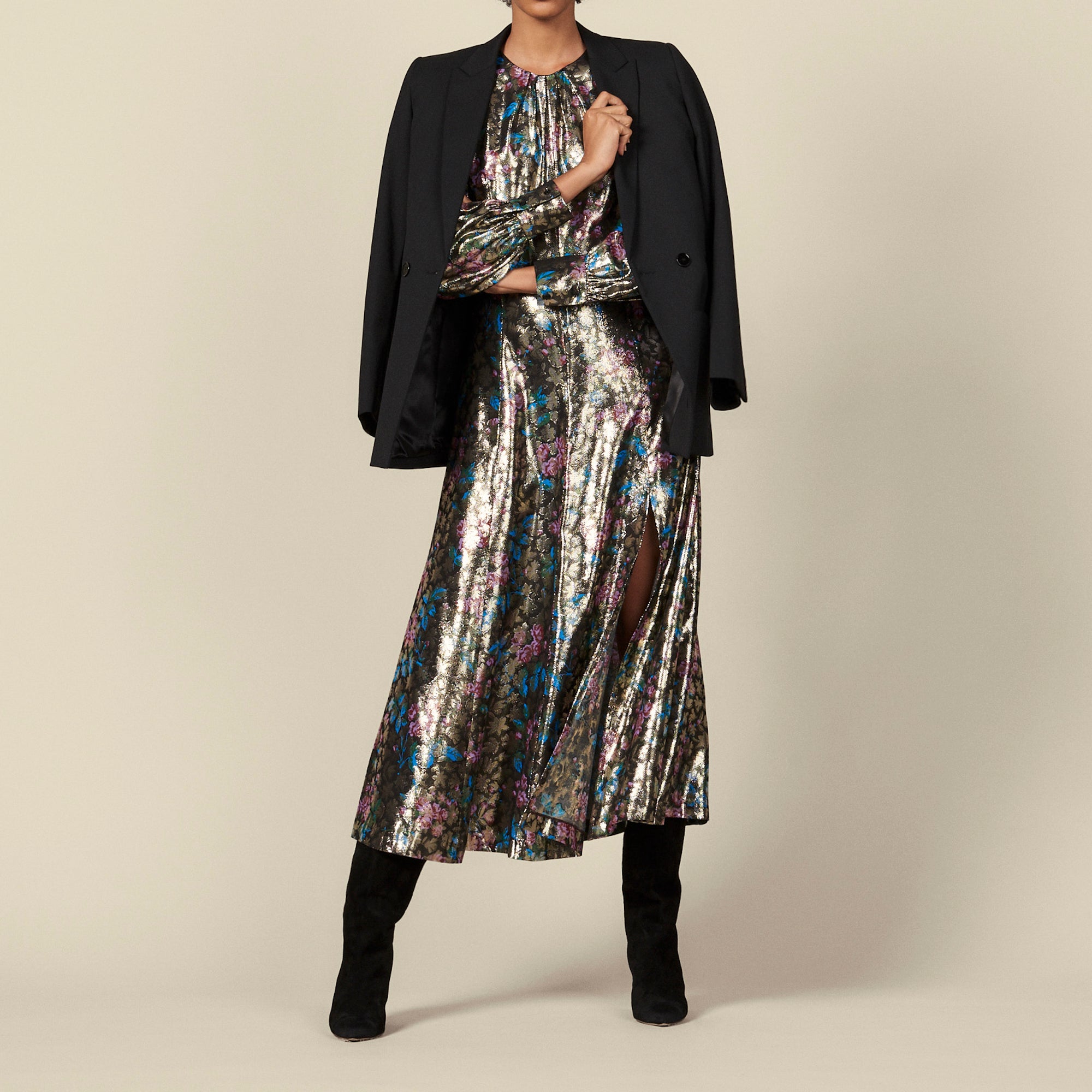 Robe longue en jacquard lurex Sandro seconde main