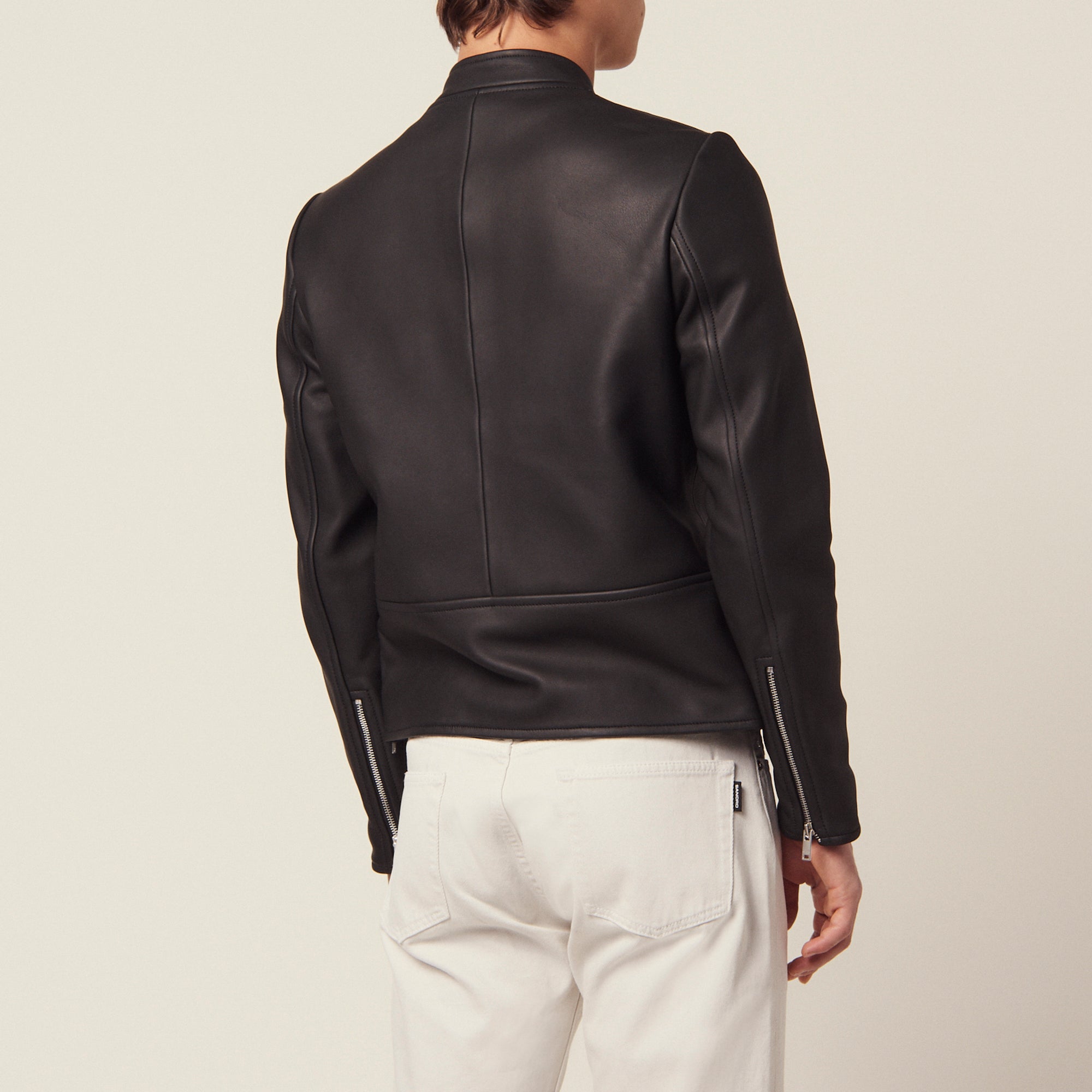 Blouson en cuir zippé Sandro seconde main