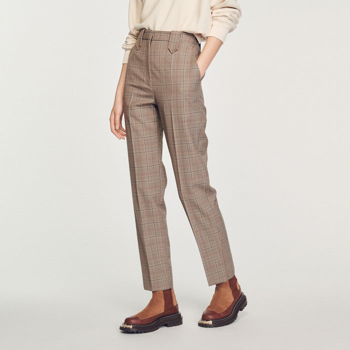 Pantalon droit à carreaux Sandro seconde main