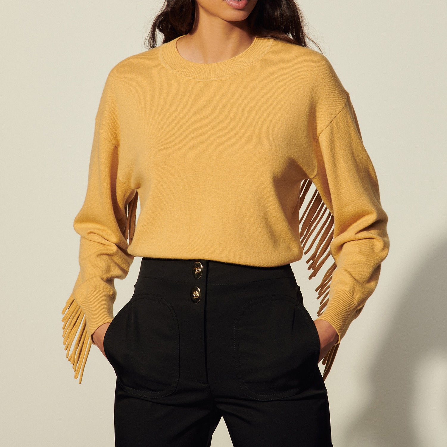 Pull en laine et cachemire avec franges Sandro seconde main