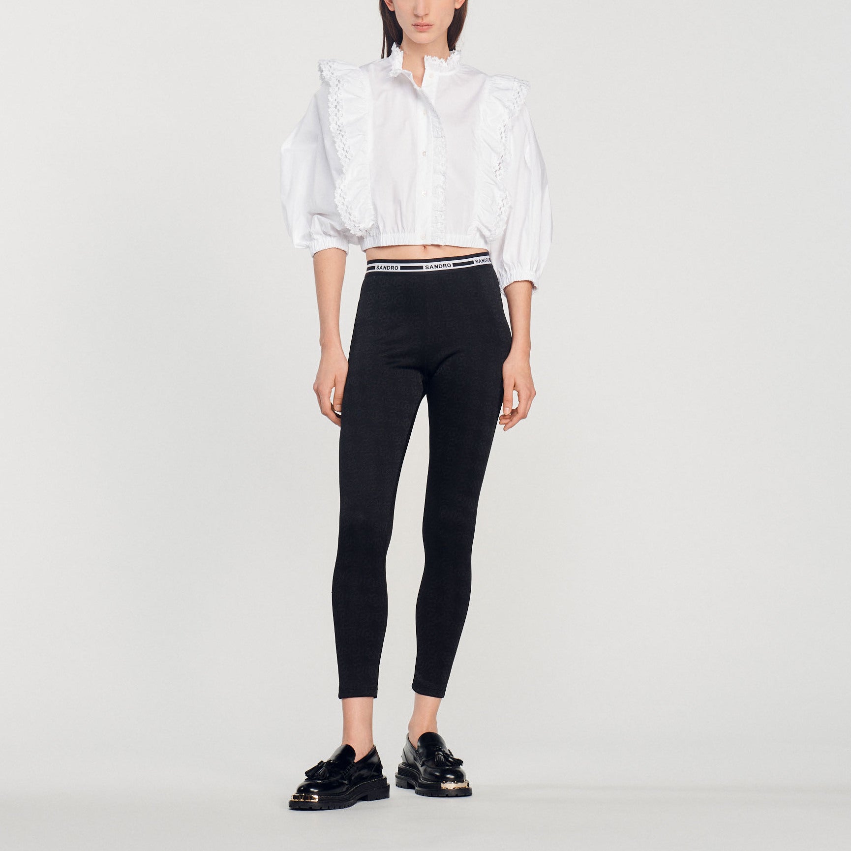 Blouse à volants et dentelle Sandro seconde main