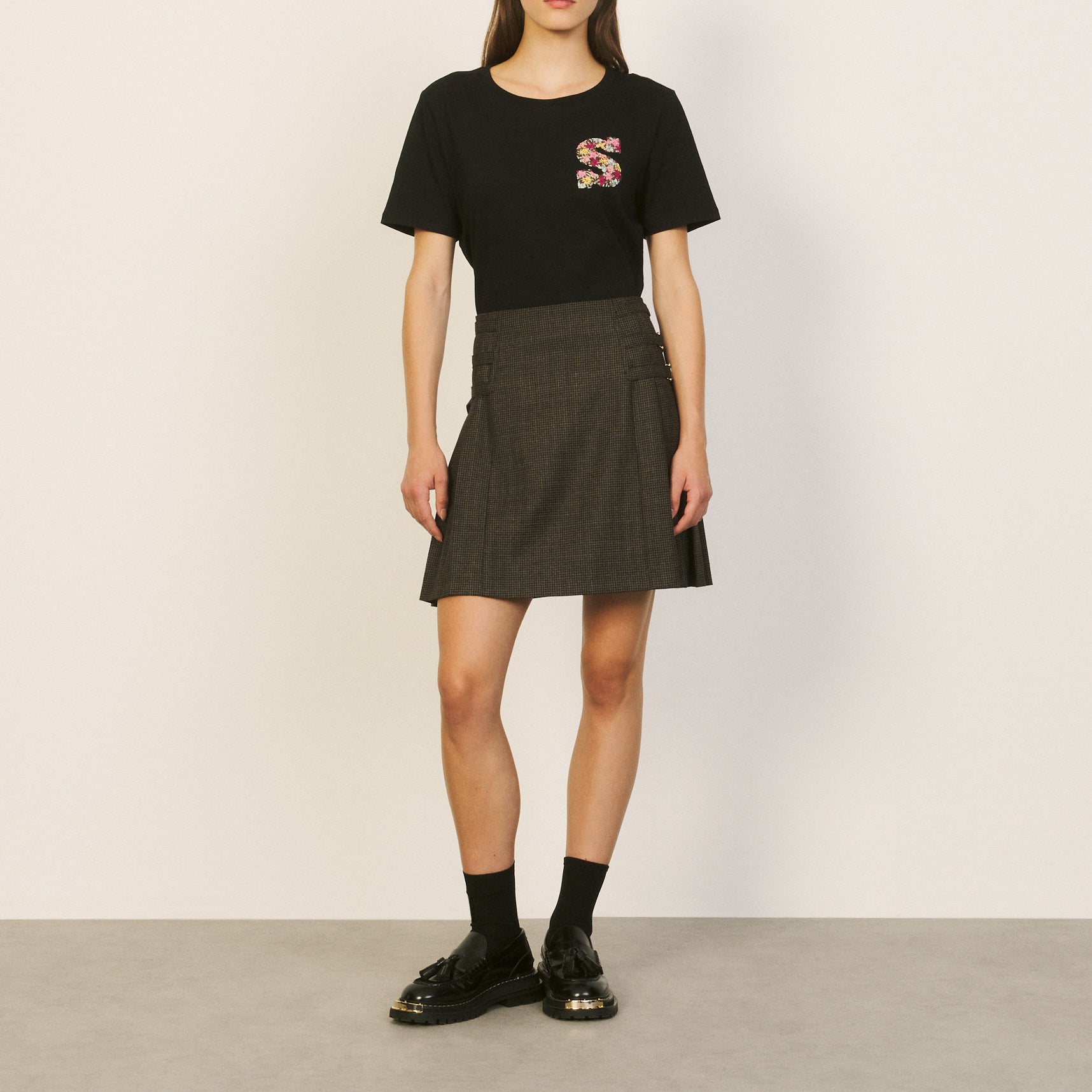 Jupe Beige / Bleu Sandro seconde main