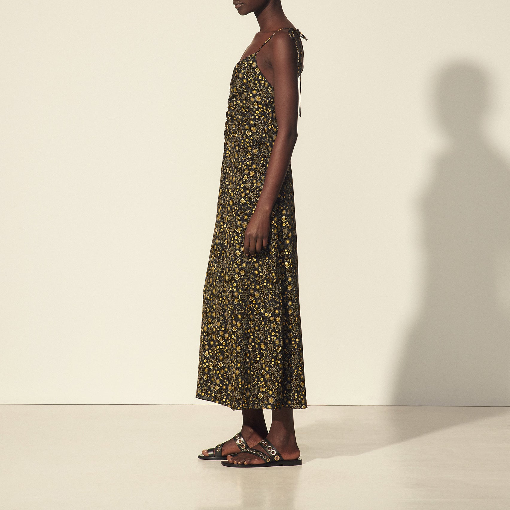 Robe longue imprimée à fines bretelles Sandro seconde main