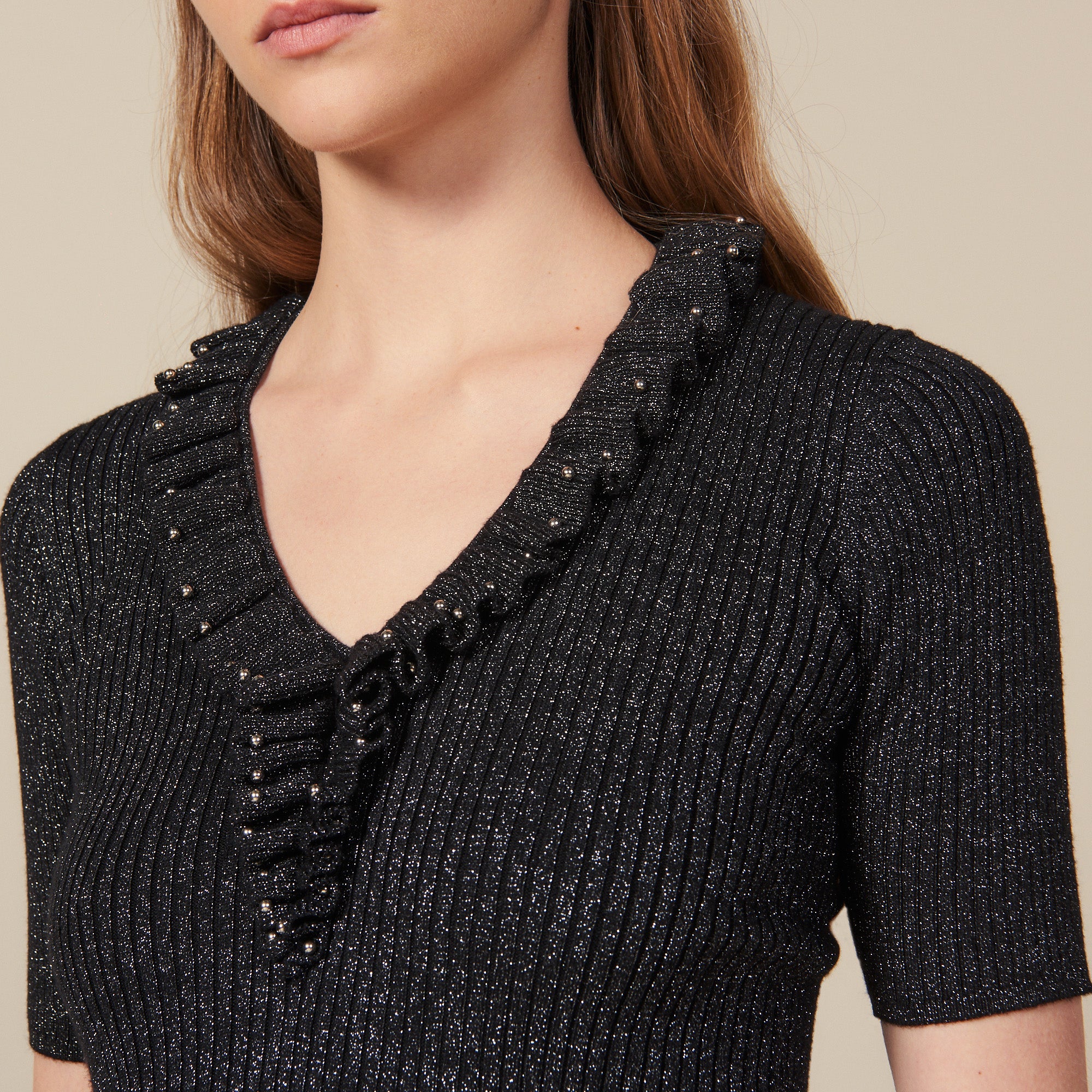 Pull à manches courtes en Maille lurex Sandro seconde main