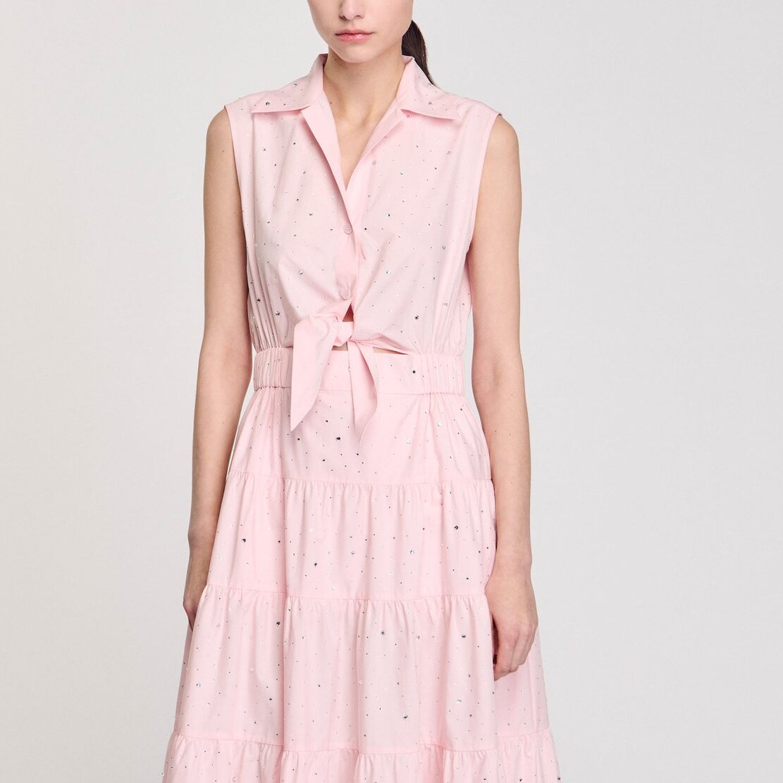 Robe longue nouée ornée de strass Sandro seconde main