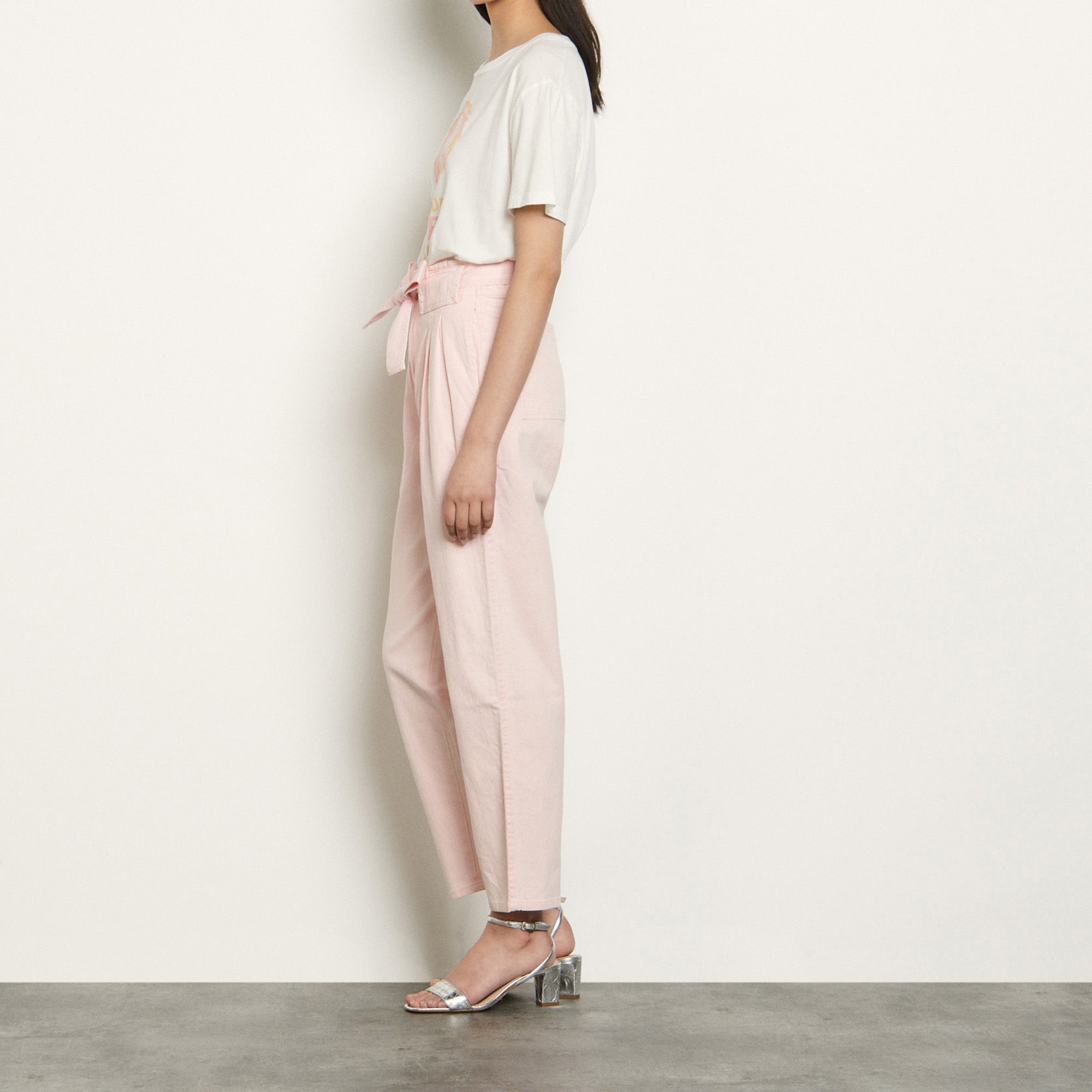 Pantalon en coton-lin mélangé Sandro seconde main