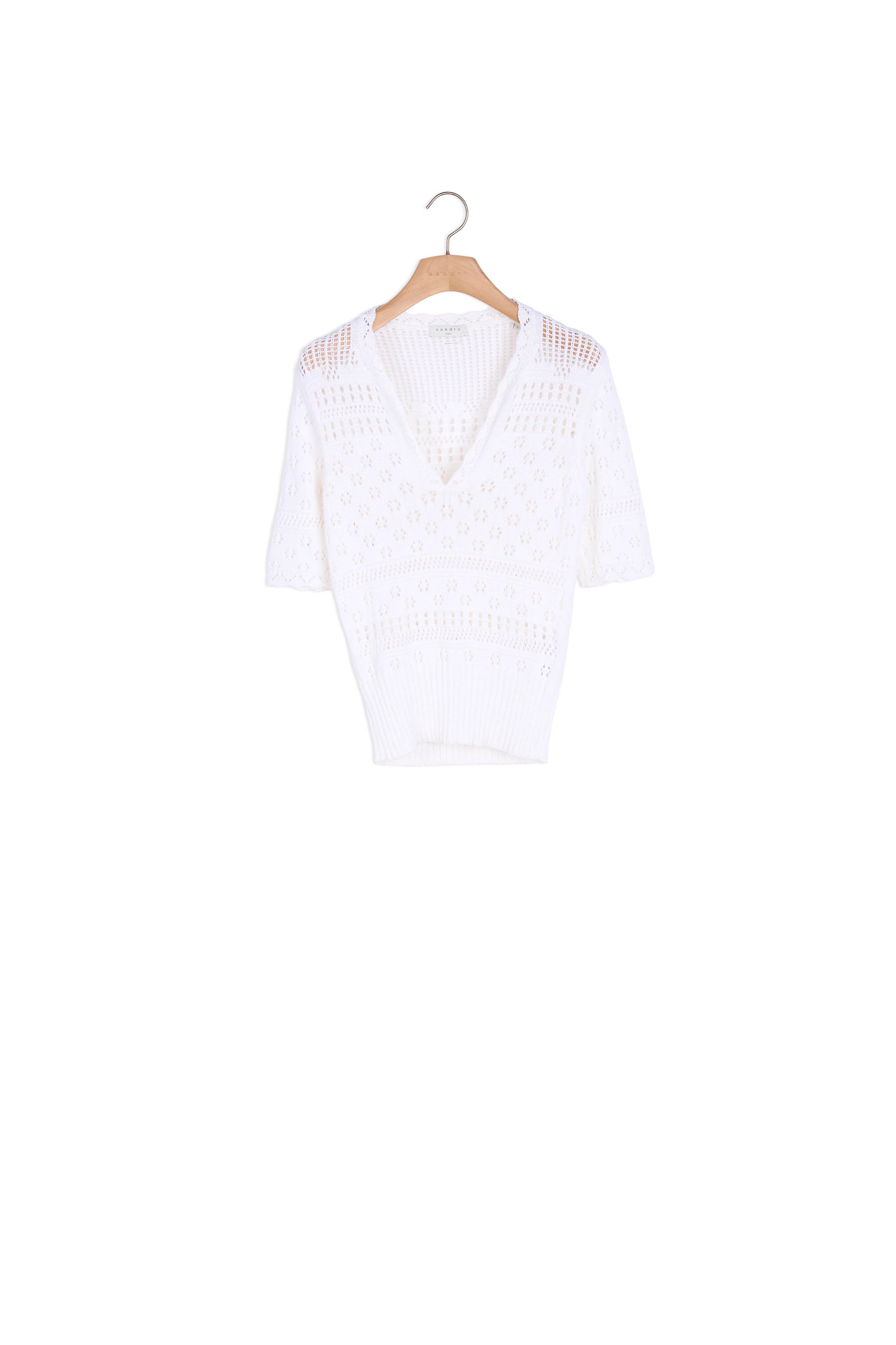 Pull manches courtes en maille fantaisie Sandro seconde main