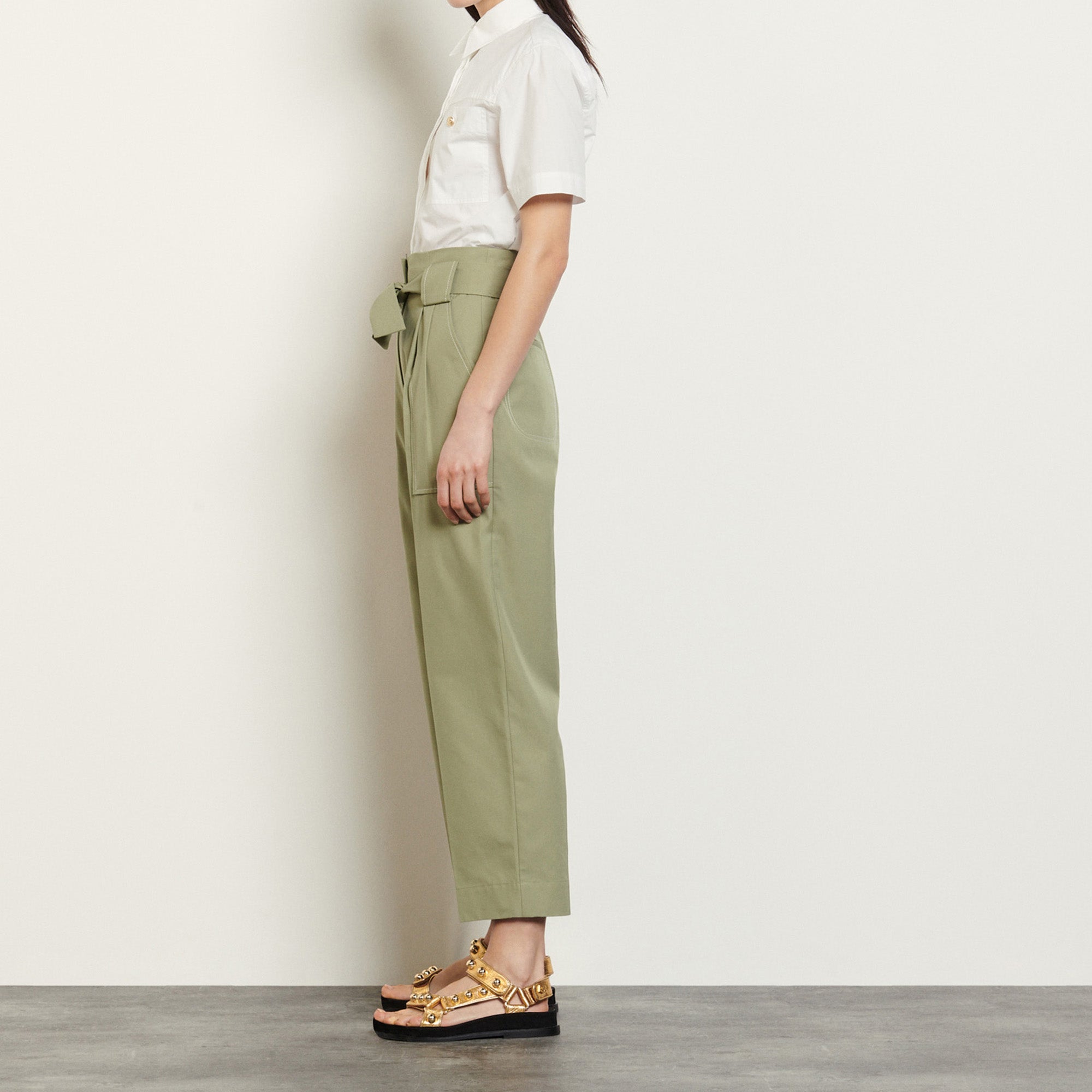 Pantalon large avec ceinture à nouer Sandro seconde main