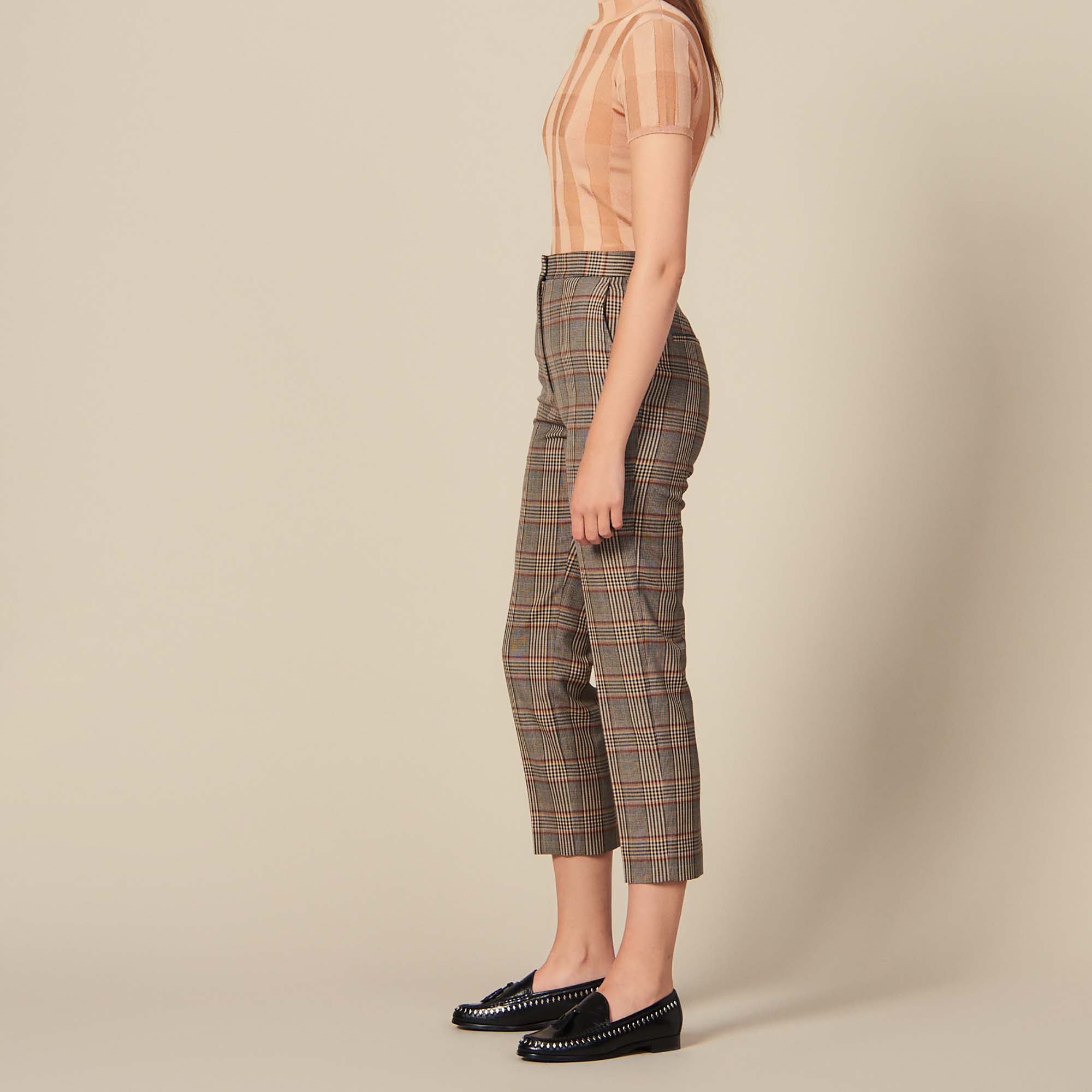 Pantalon droit à carreaux Sandro seconde main