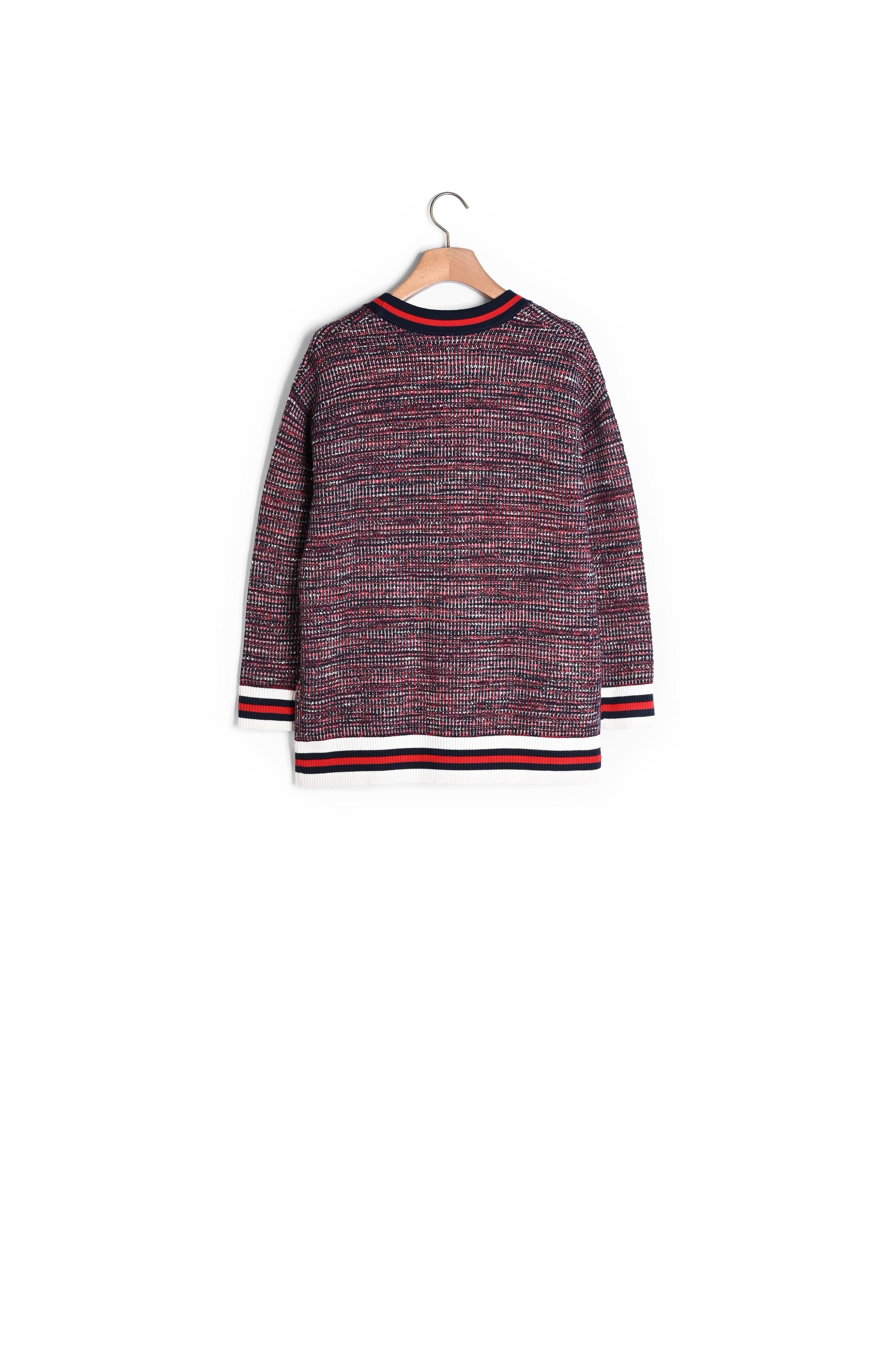 Cardigan effet tweed à galons rayés Sandro seconde main