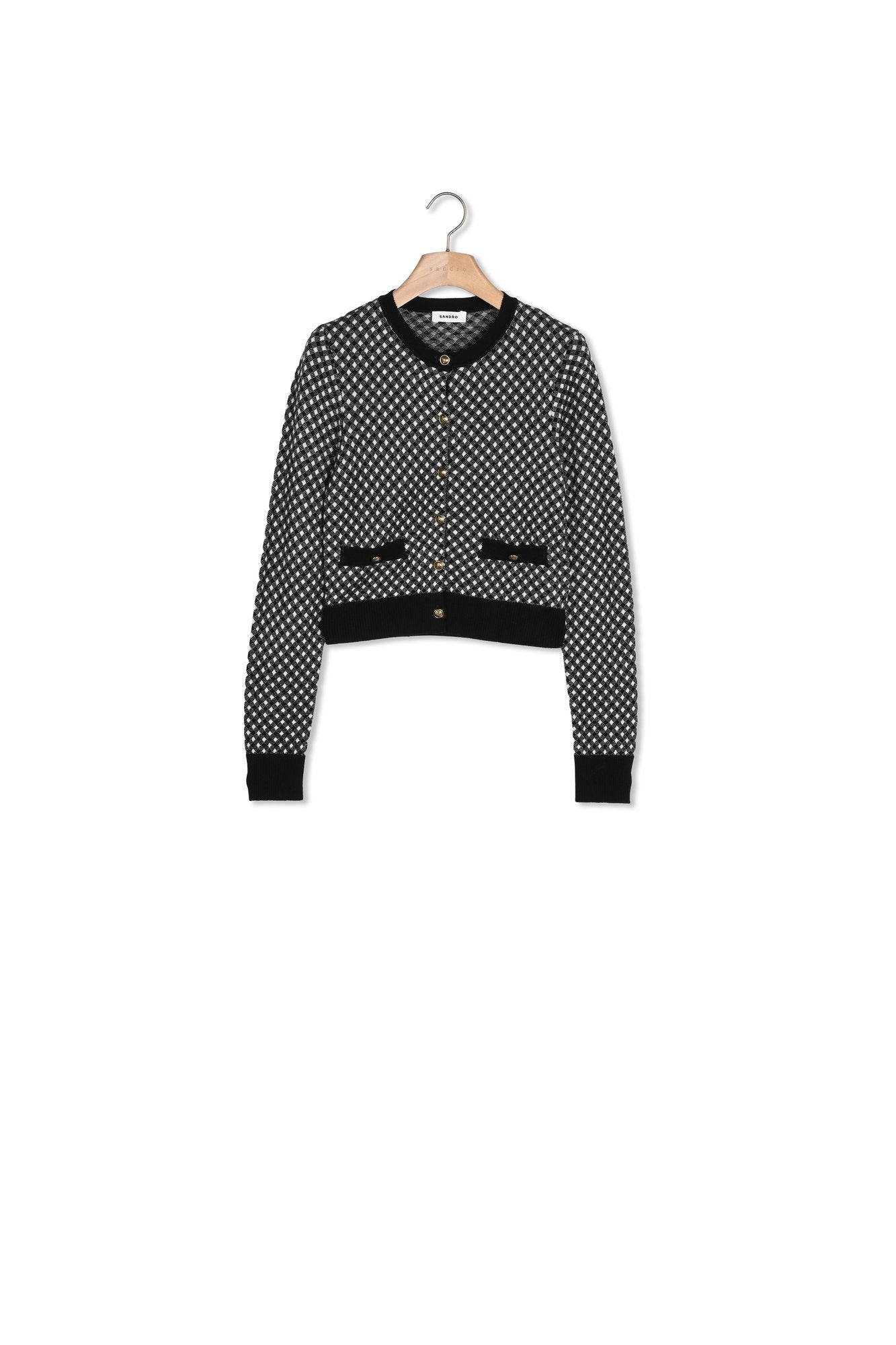 Cardigan jacquard carreaux Sandro seconde main
