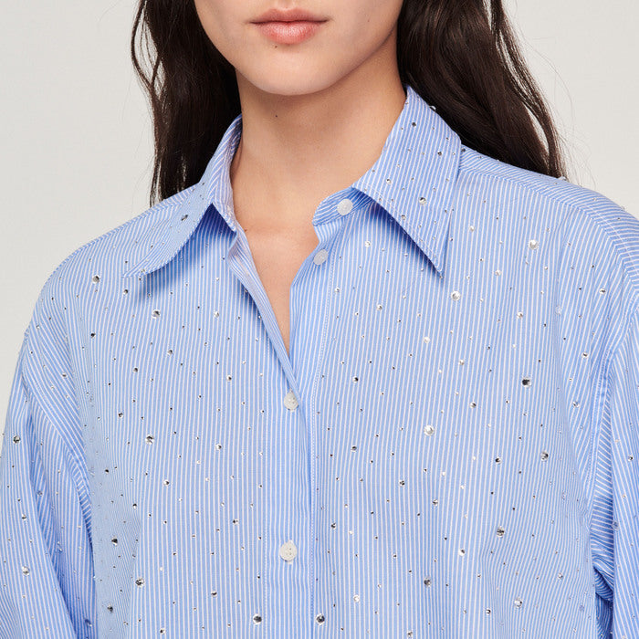 Chemise à rayures ornée de strass Sandro seconde main