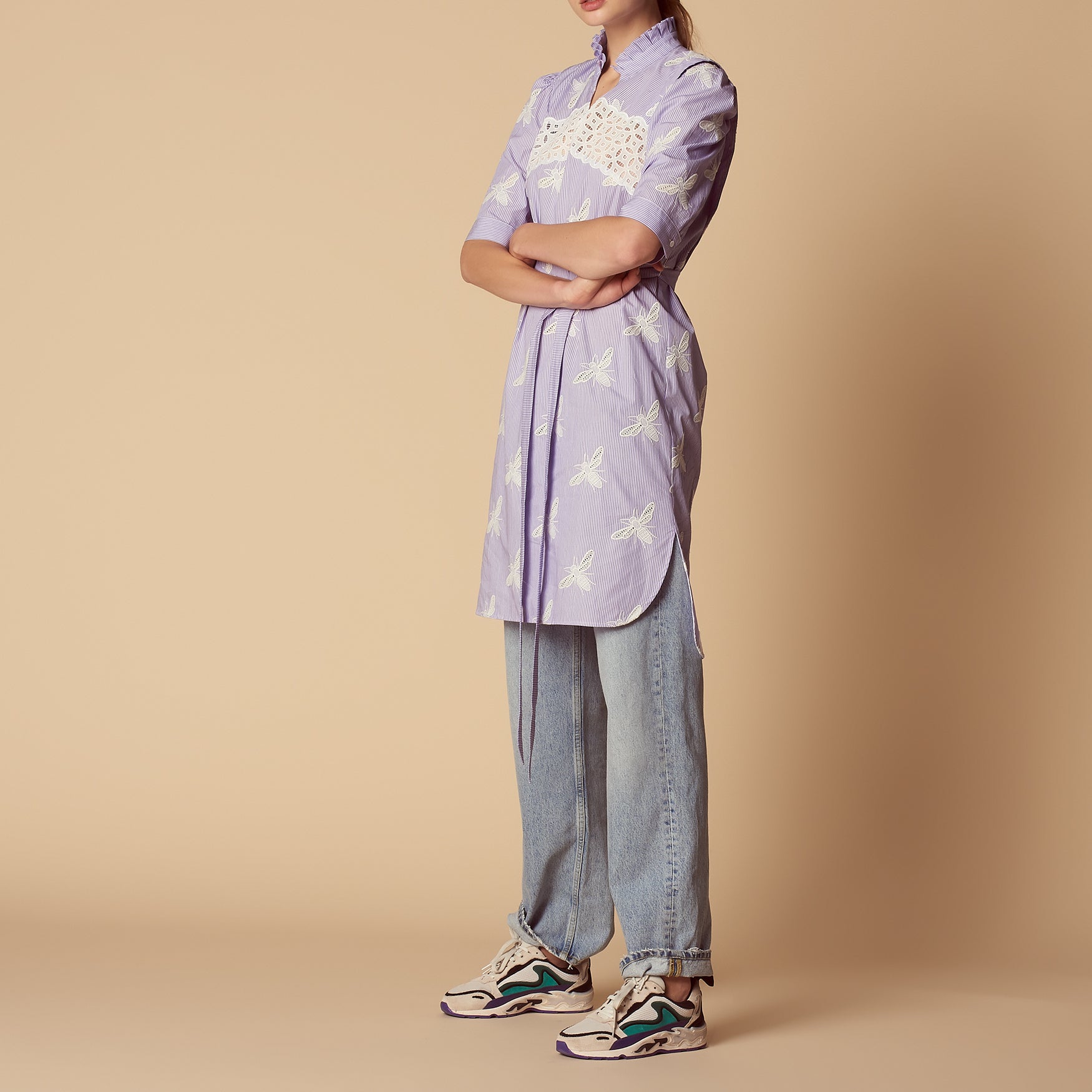 Robe imprimée avec insert de dentelle Sandro seconde main