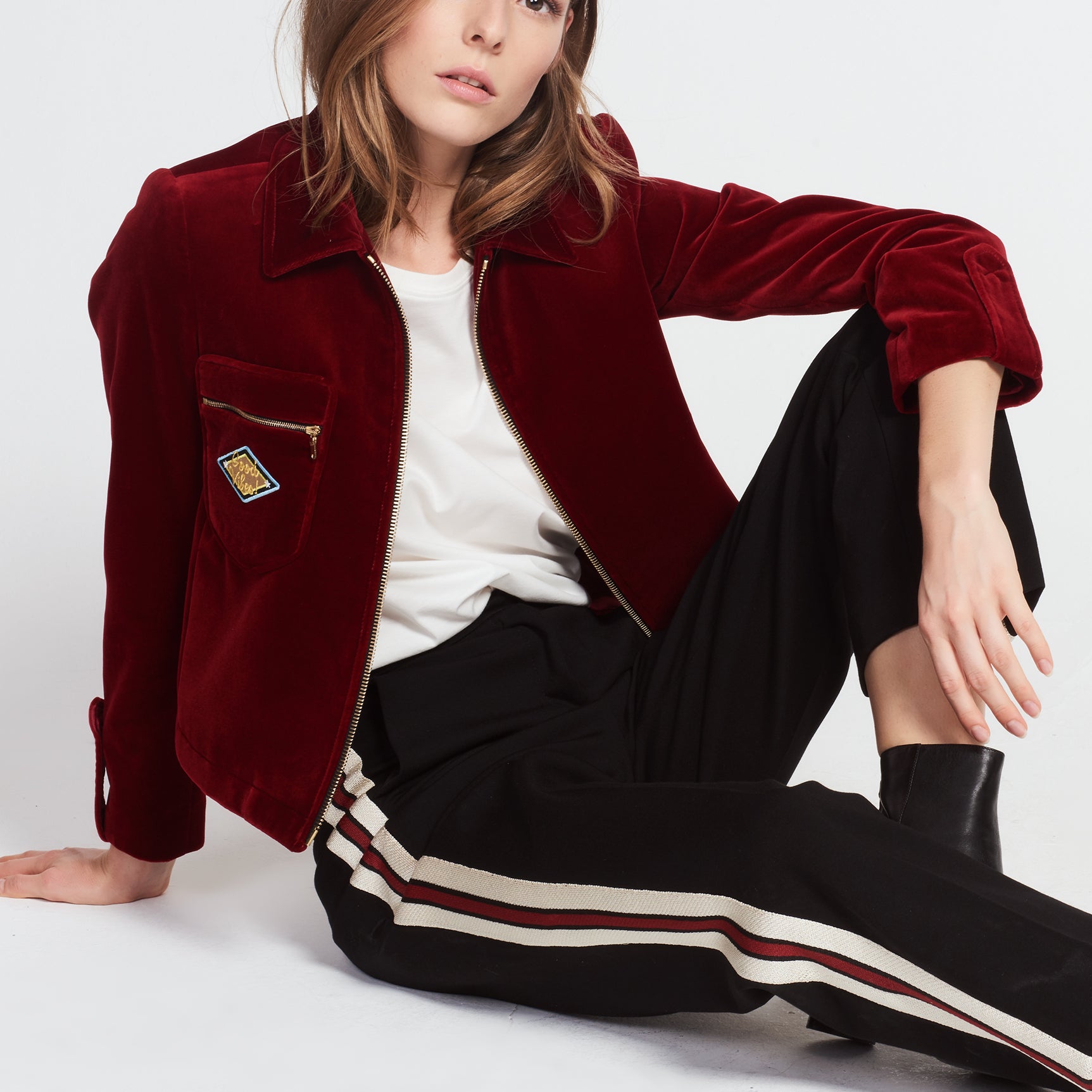 Veste en velours avec patch brodé Sandro seconde main