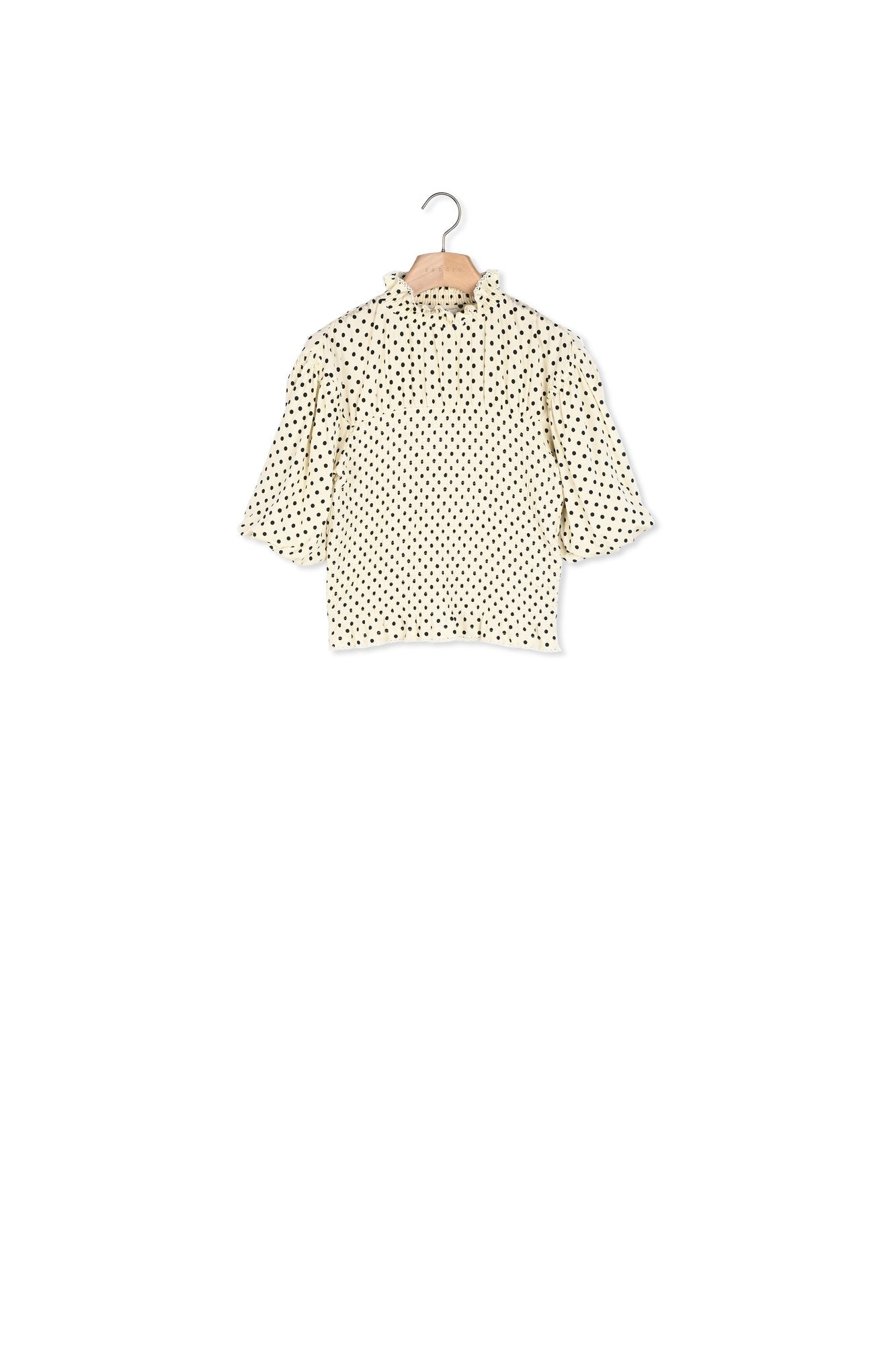 Tee-shirt smocké à pois Sandro seconde main