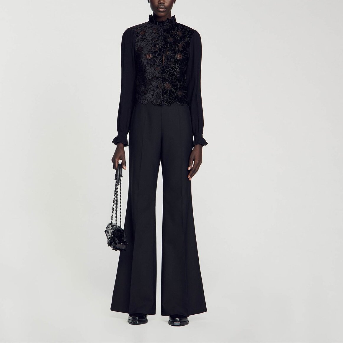 Top en guipure fleurie Sandro seconde main