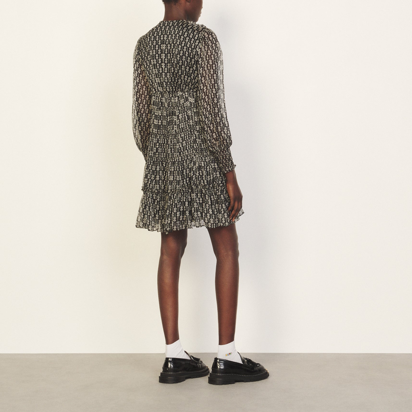 Robe imprimée Noir et Blanc Sandro seconde main