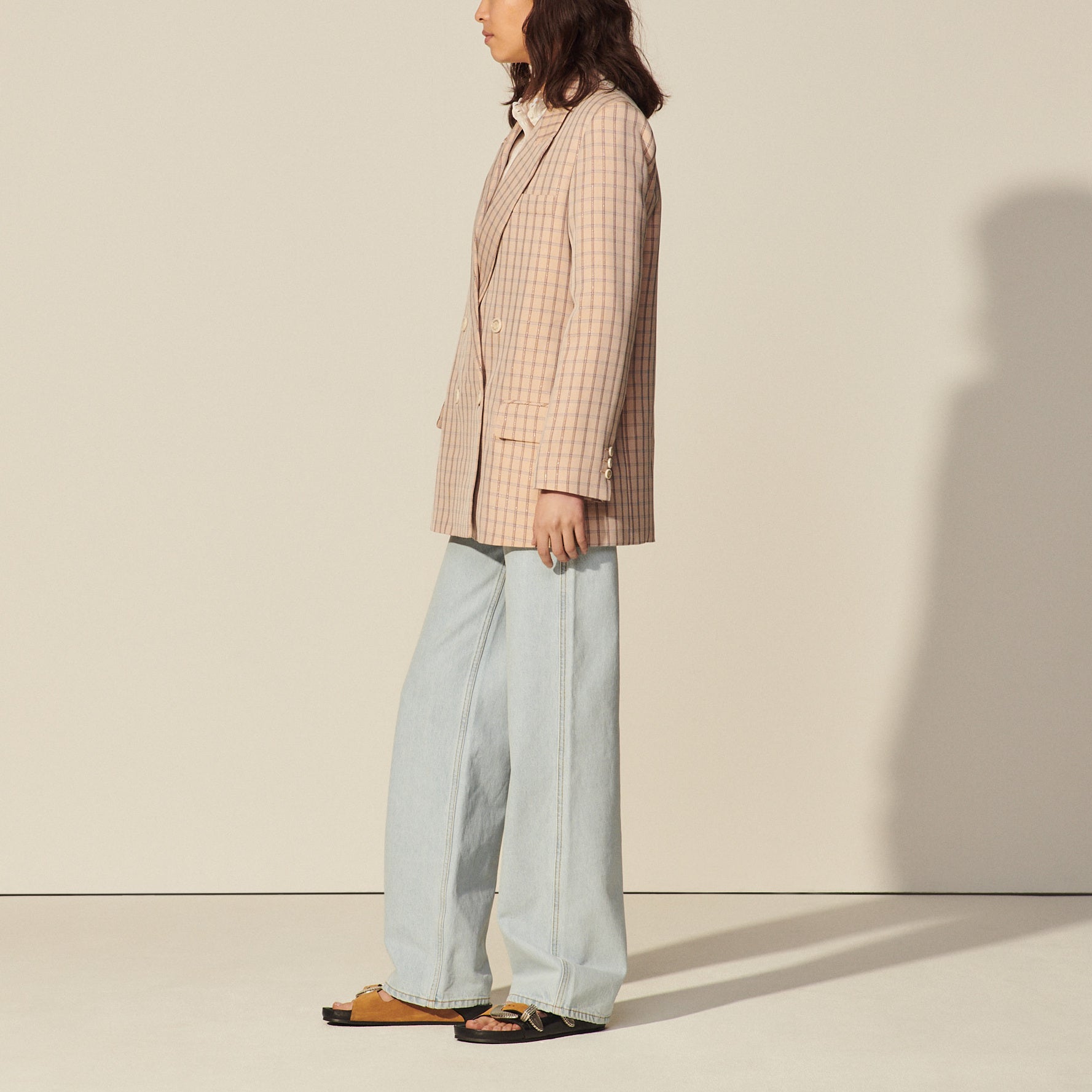 Veste de tailleur à carreaux lurex Sandro seconde main