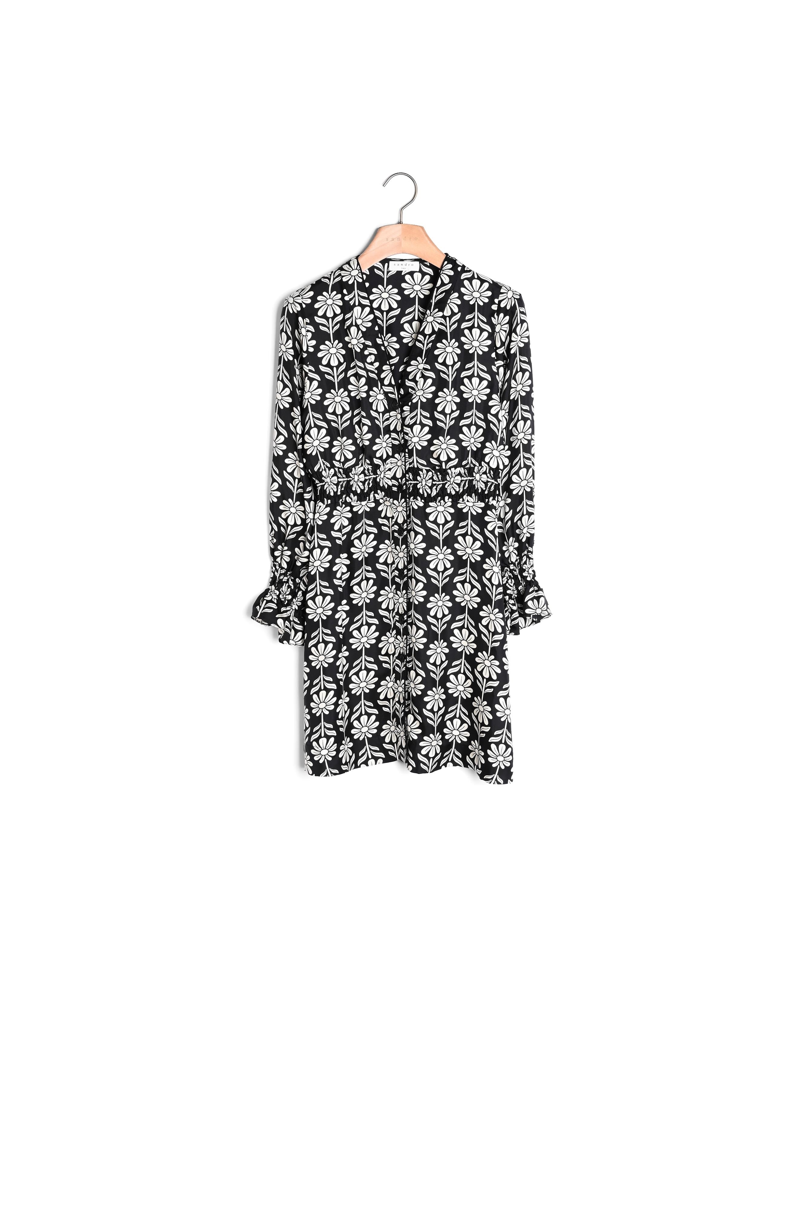 Robe imprimé écru et noir Sandro seconde main