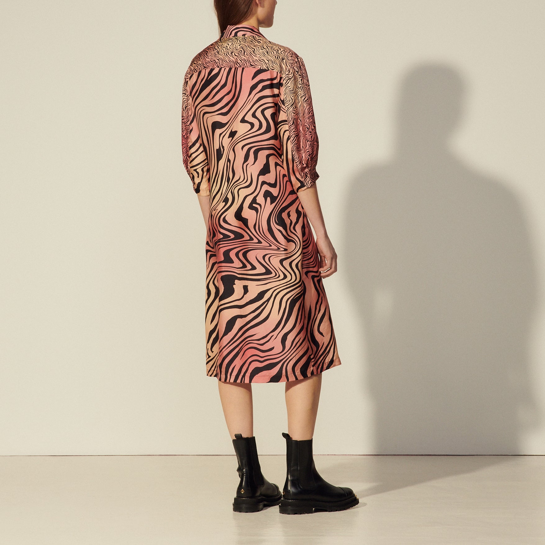 Robe longue imprimée en soie Sandro seconde main