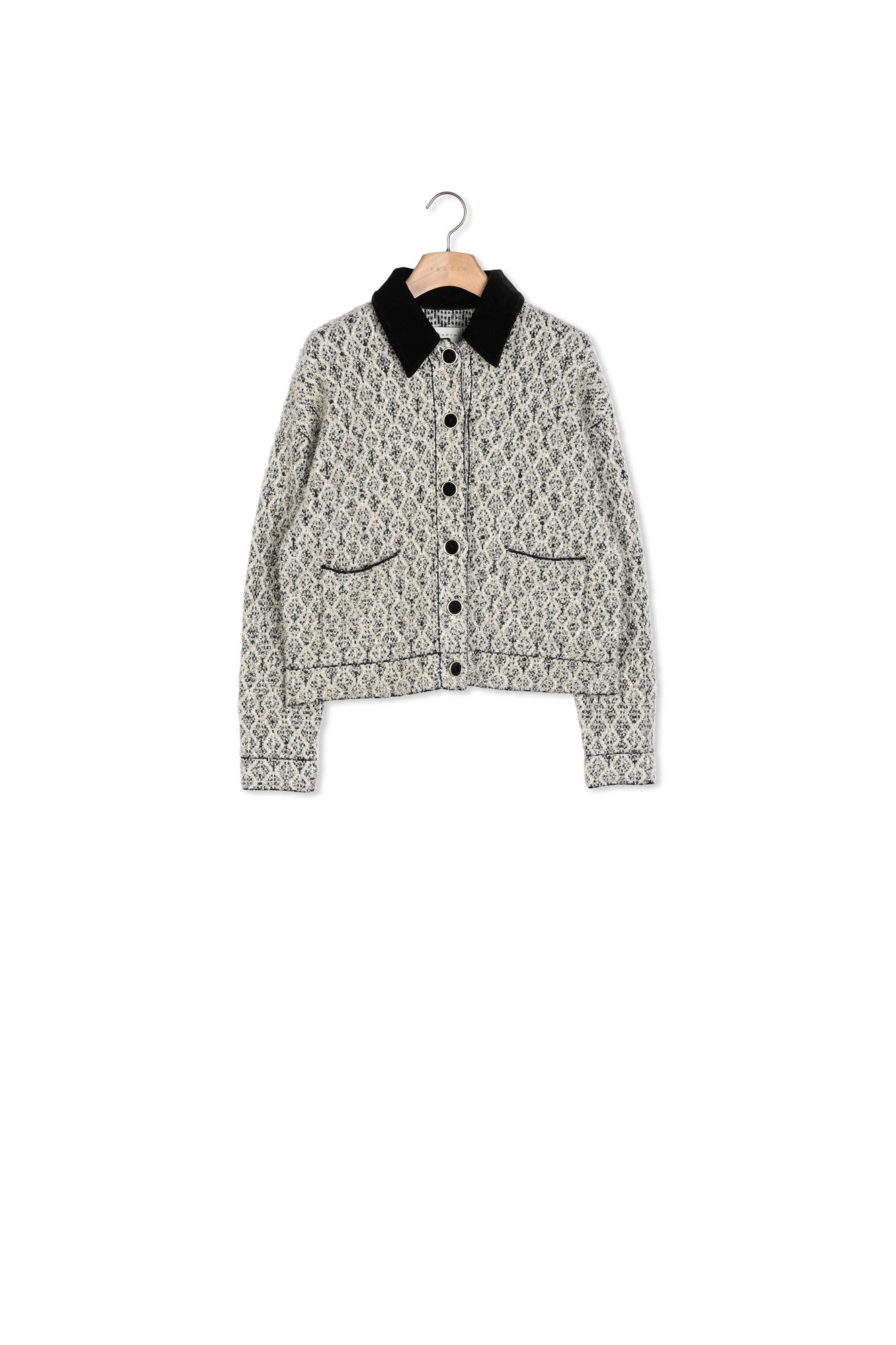 Blouson en tweed lurex et col contrasté Sandro seconde main