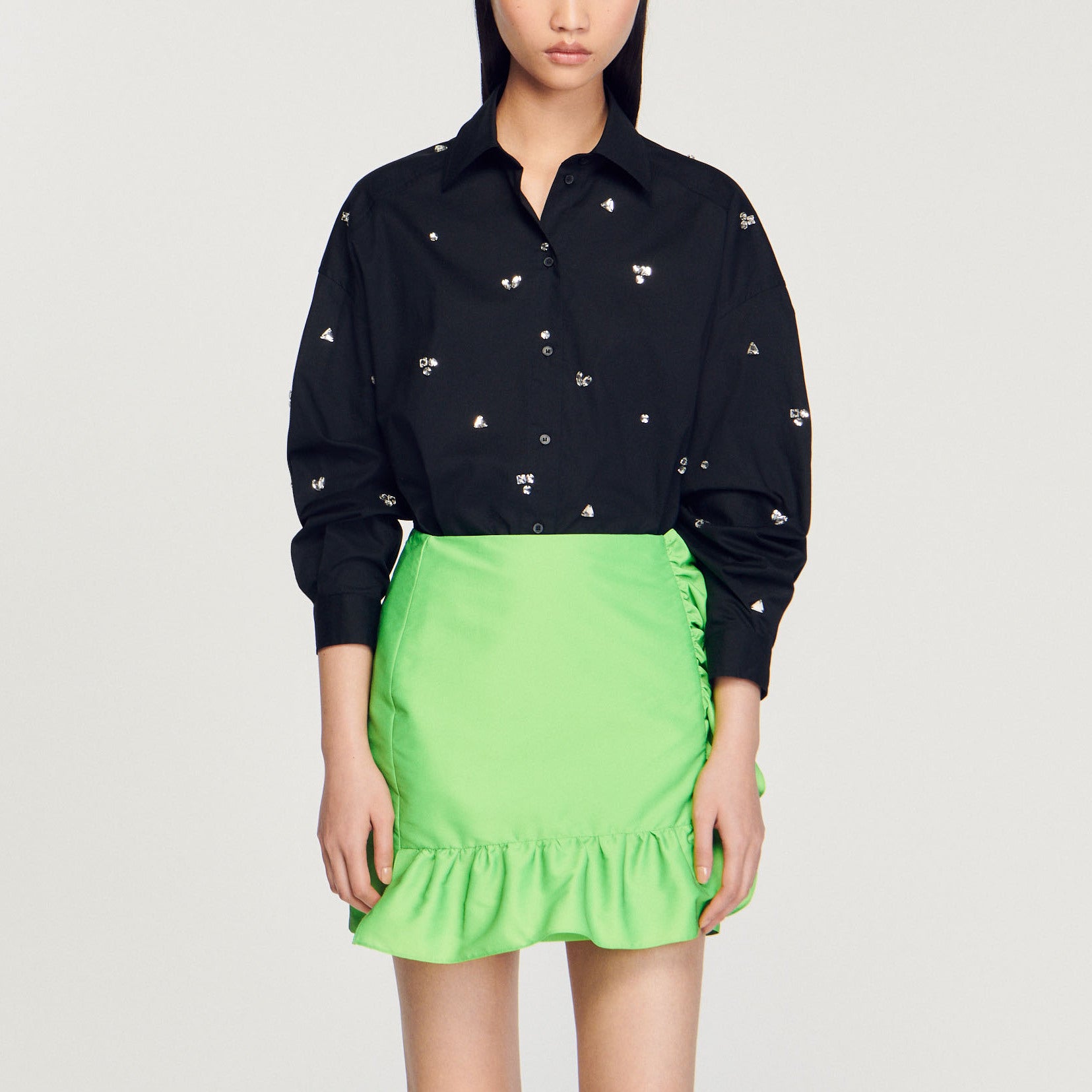 Chemise ornée de strass brodés à la main Sandro seconde main
