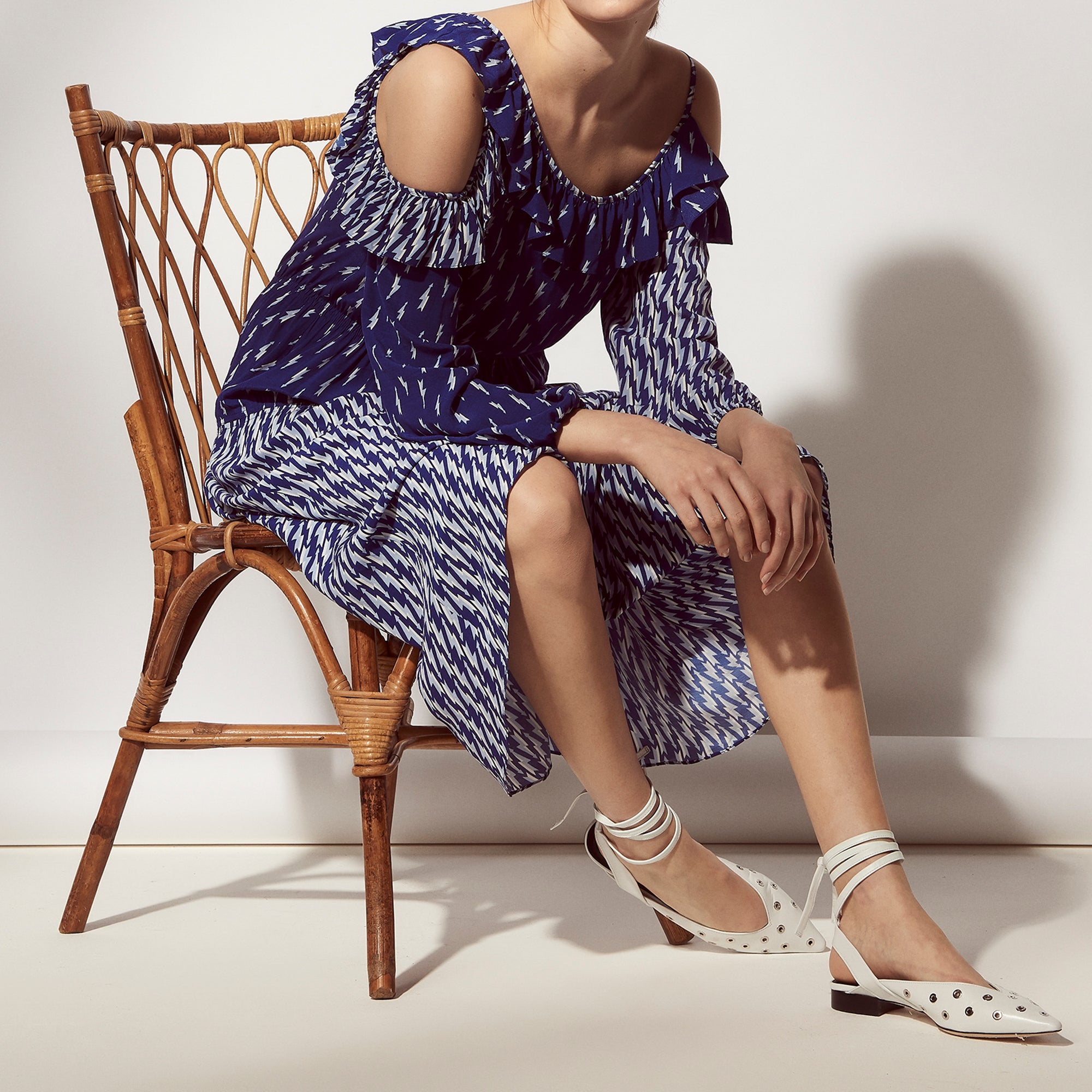 Robe imprimée éclair  épaules dénudées Sandro seconde main