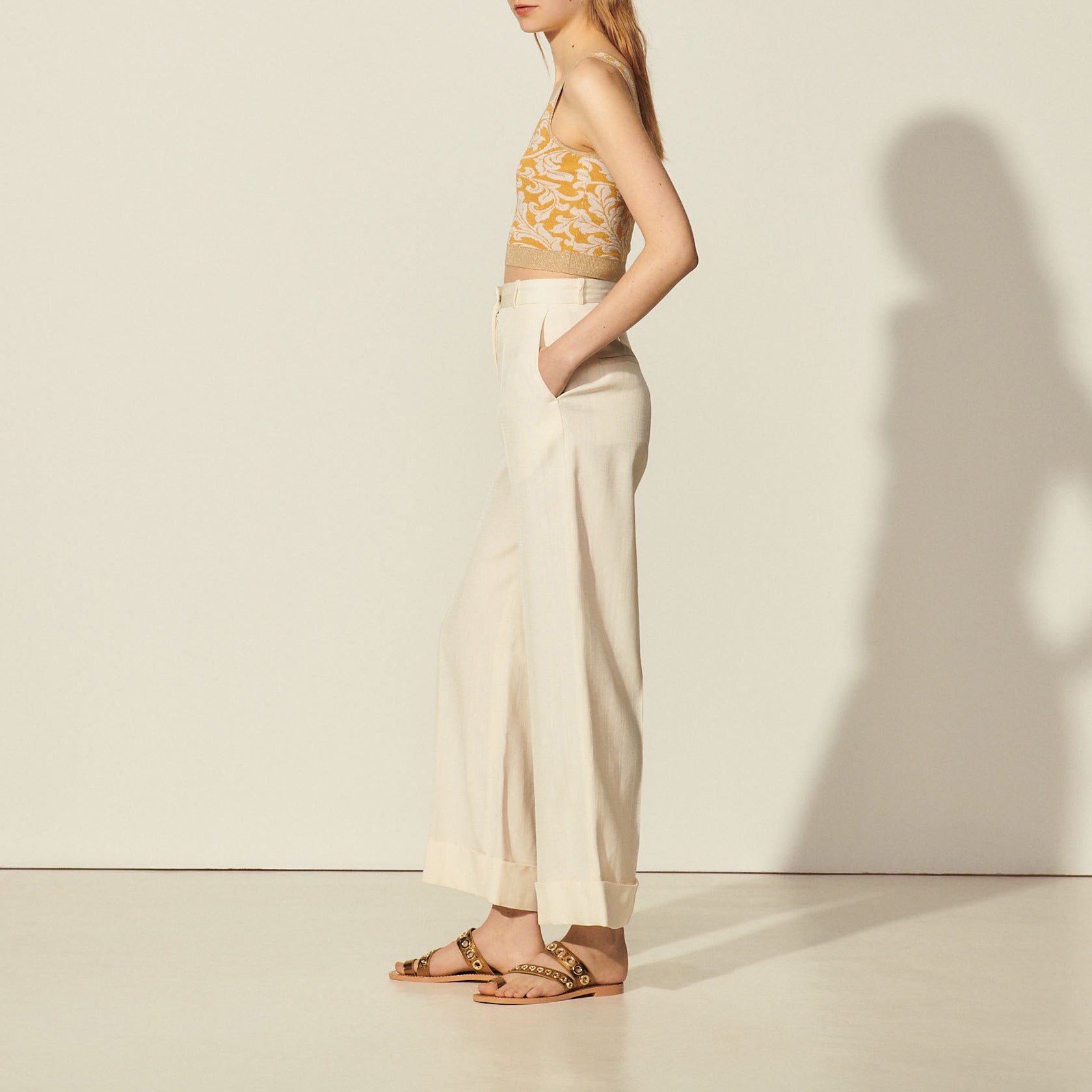 Pantalon taille haute au large revers Sandro seconde main