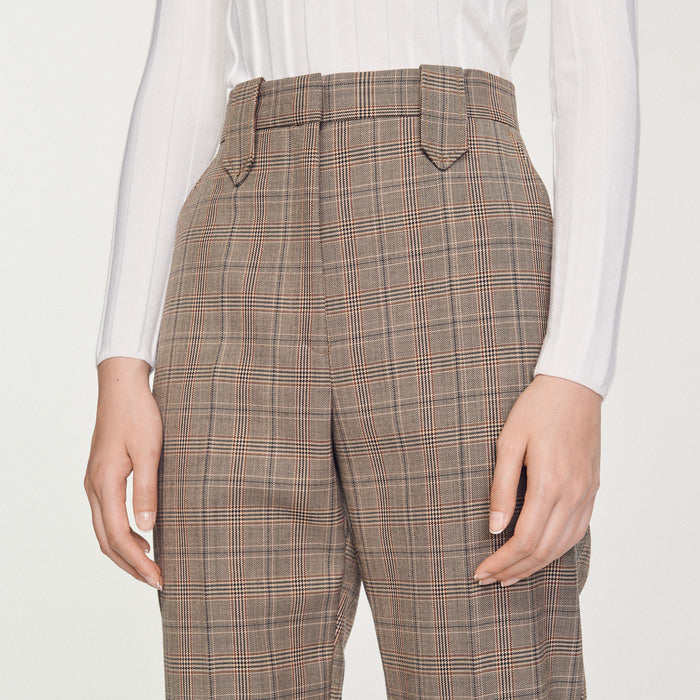 Pantalon droit à carreaux Sandro seconde main