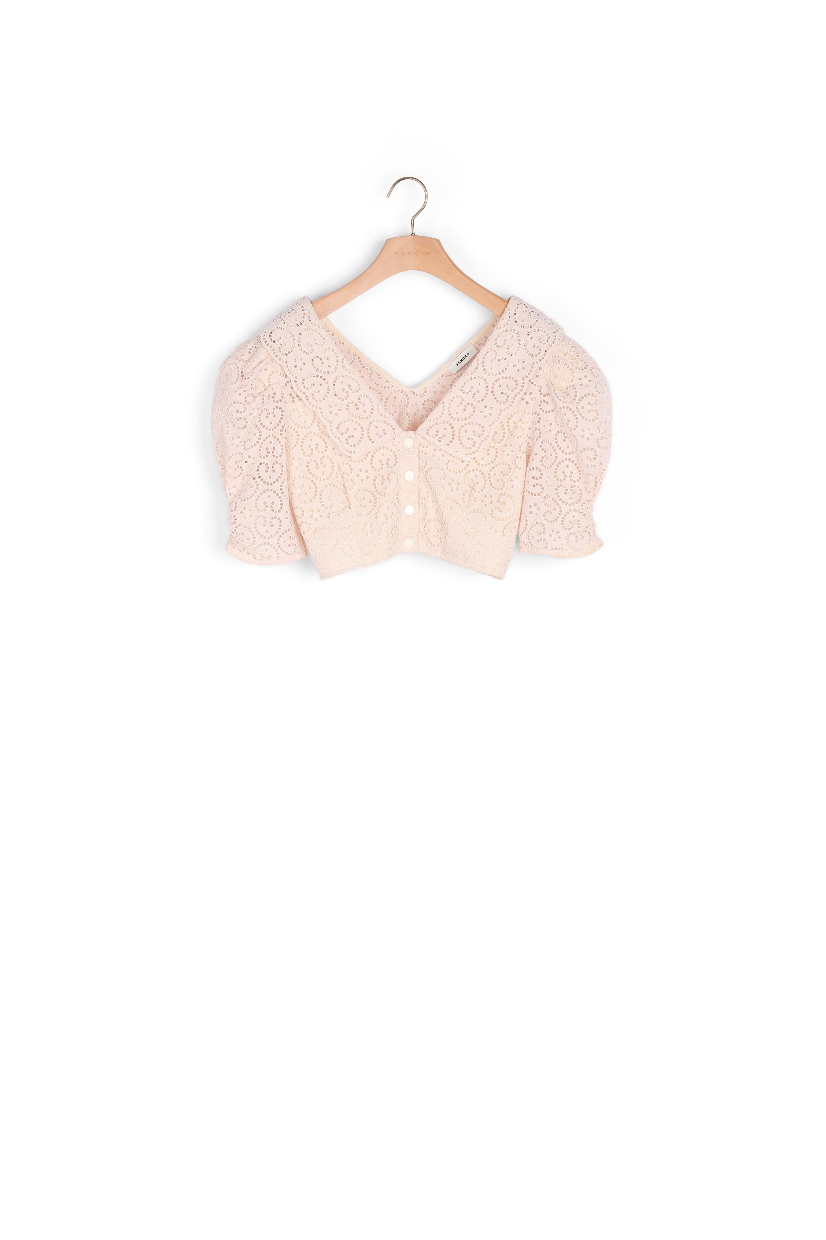 Chemise courte en broderie anglaise Sandro seconde main