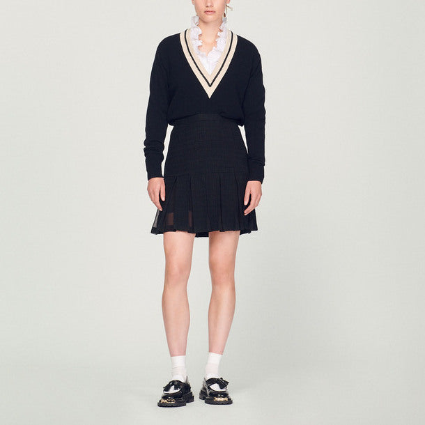 Jupe en tweed à plis Sandro seconde main