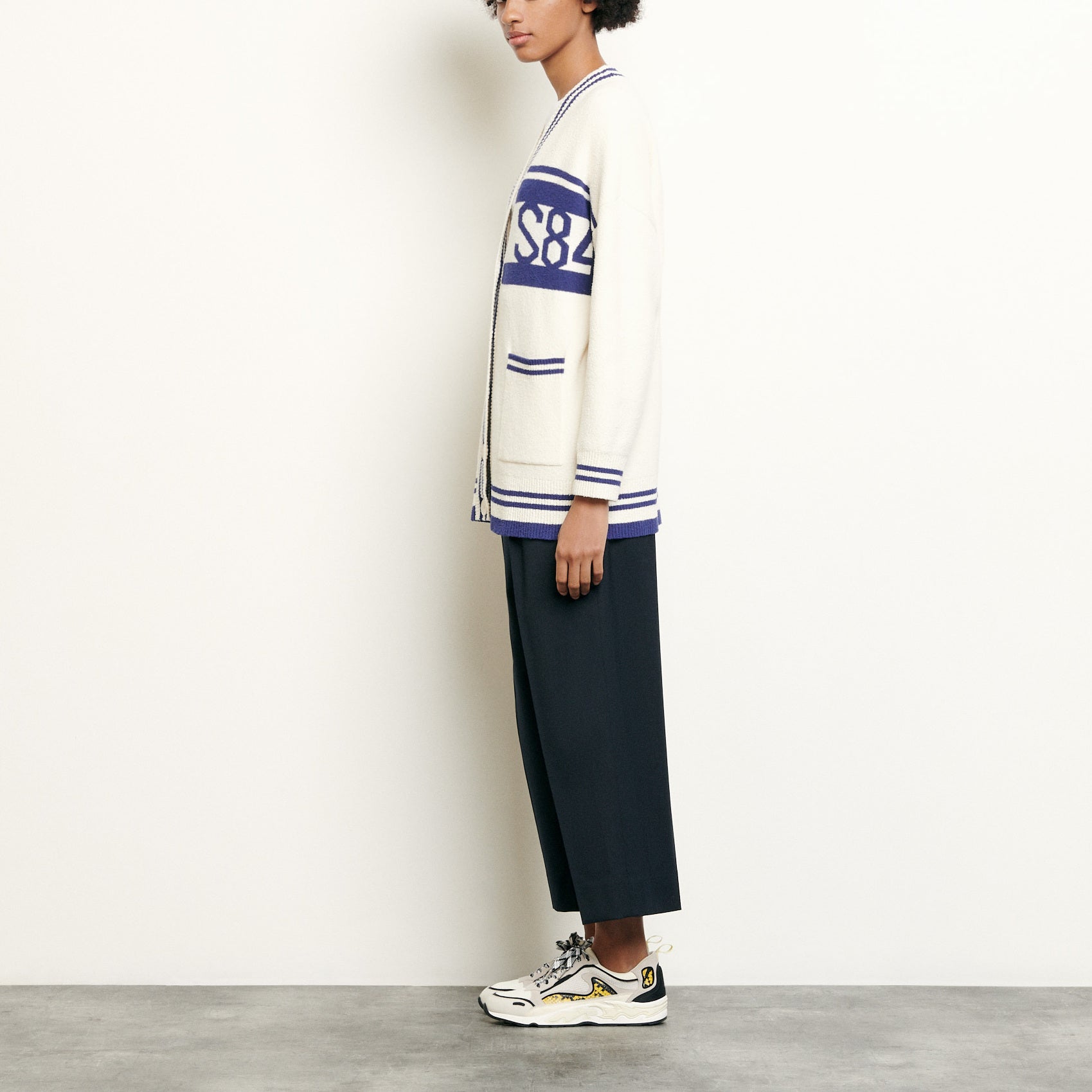 Cardigan over size à rayures Sandro seconde main