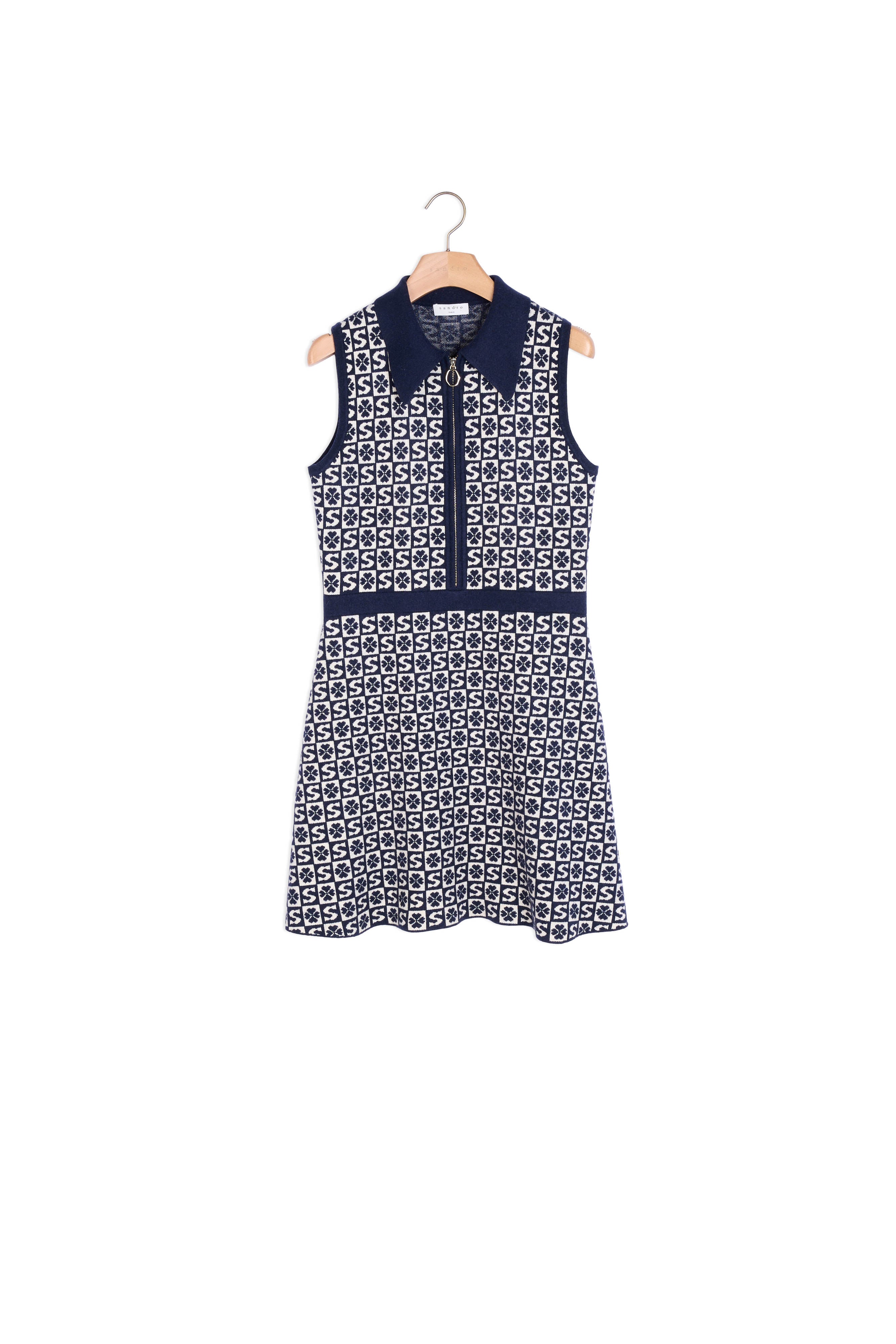 Robe polo sans manches à motif jacquard Sandro seconde main