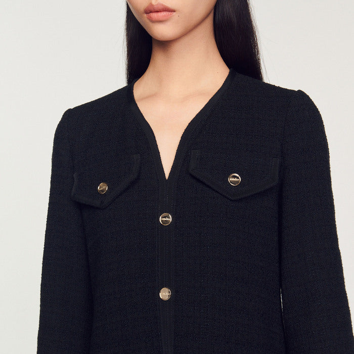 Robe courte en tweed à manches longues Sandro seconde main