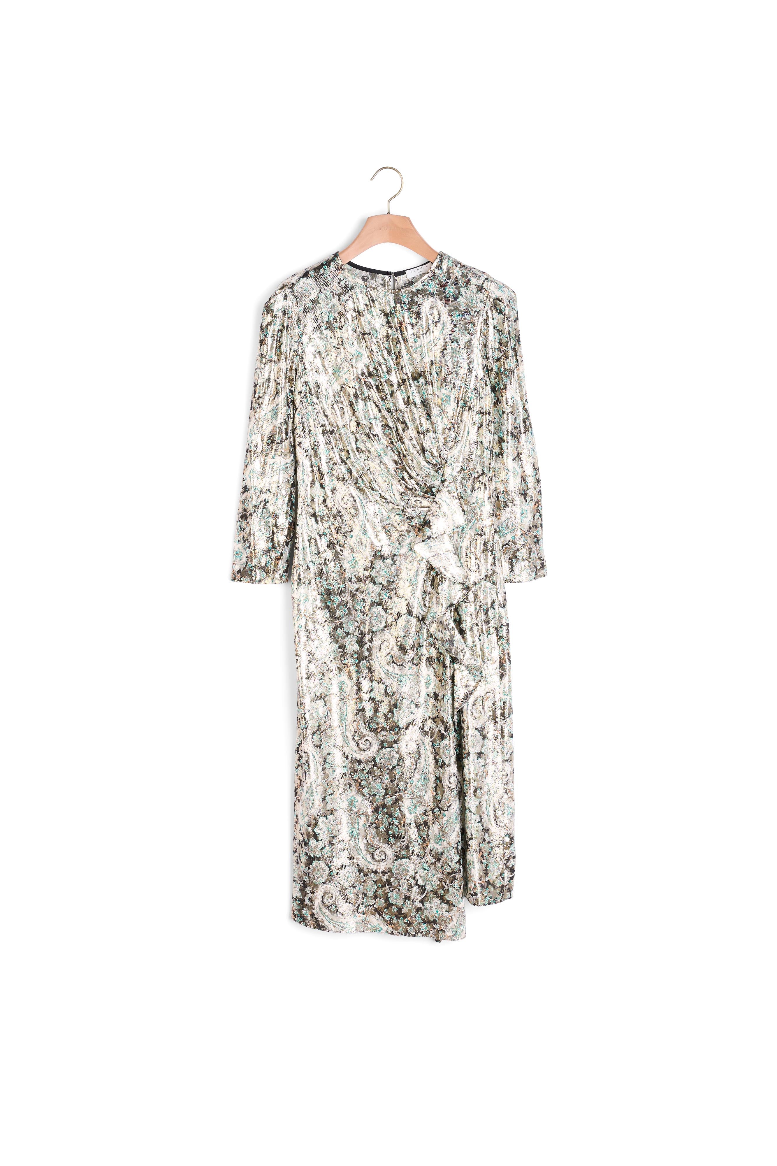 Robe longue drapée en jacquard lurex Sandro seconde main