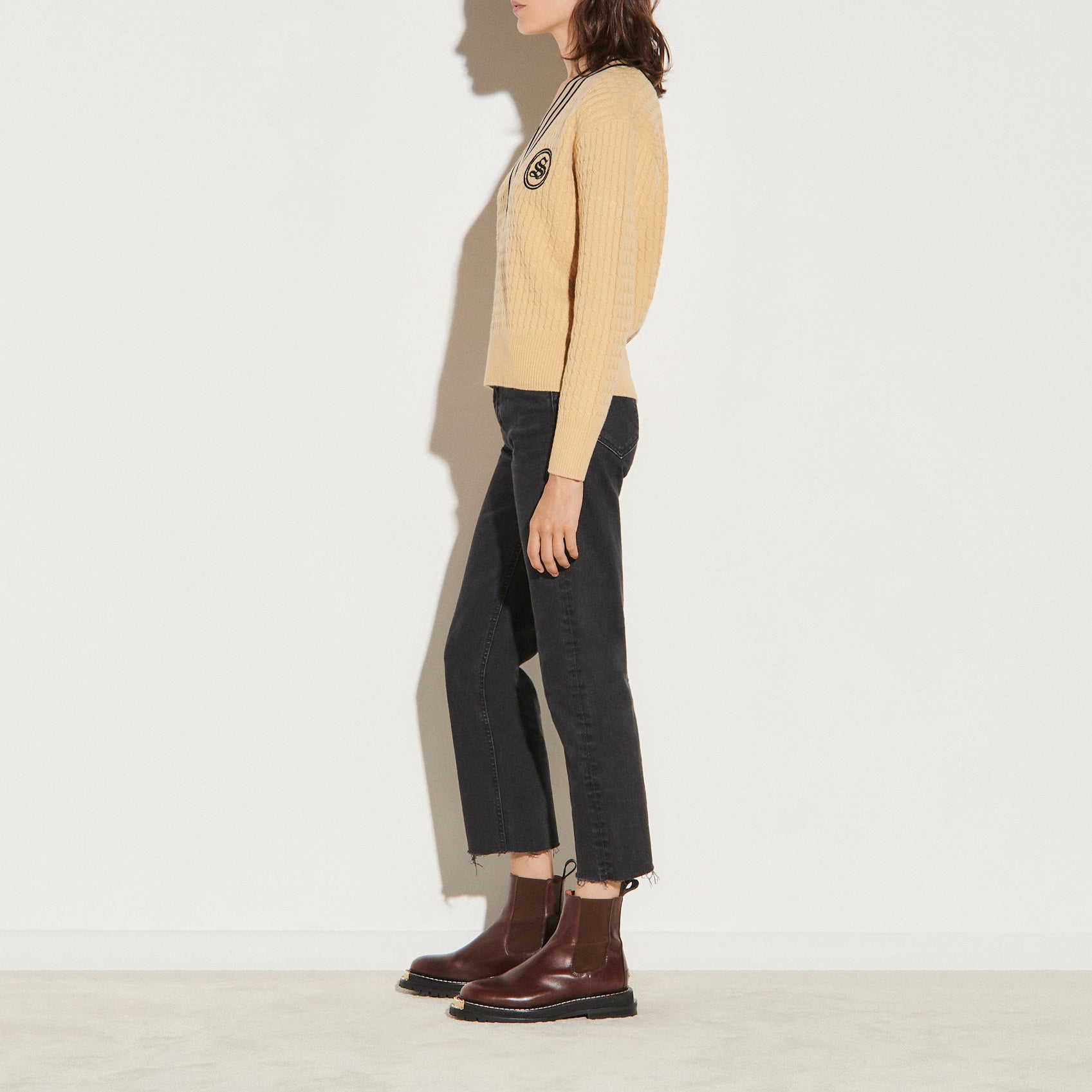 Pull oversize torsadé à encolure rayée Sandro seconde main
