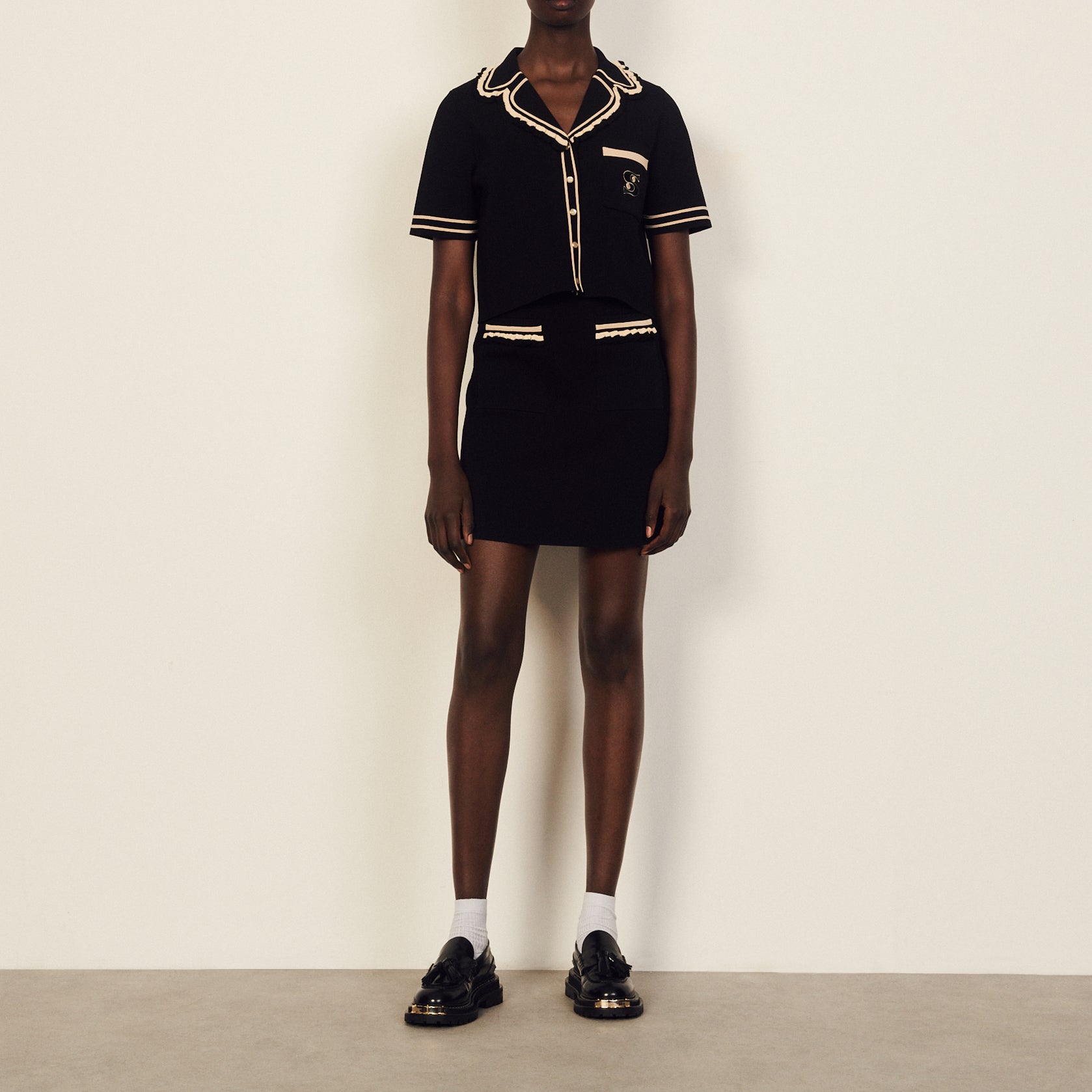 Jupe taille haute en Maille Sandro seconde main