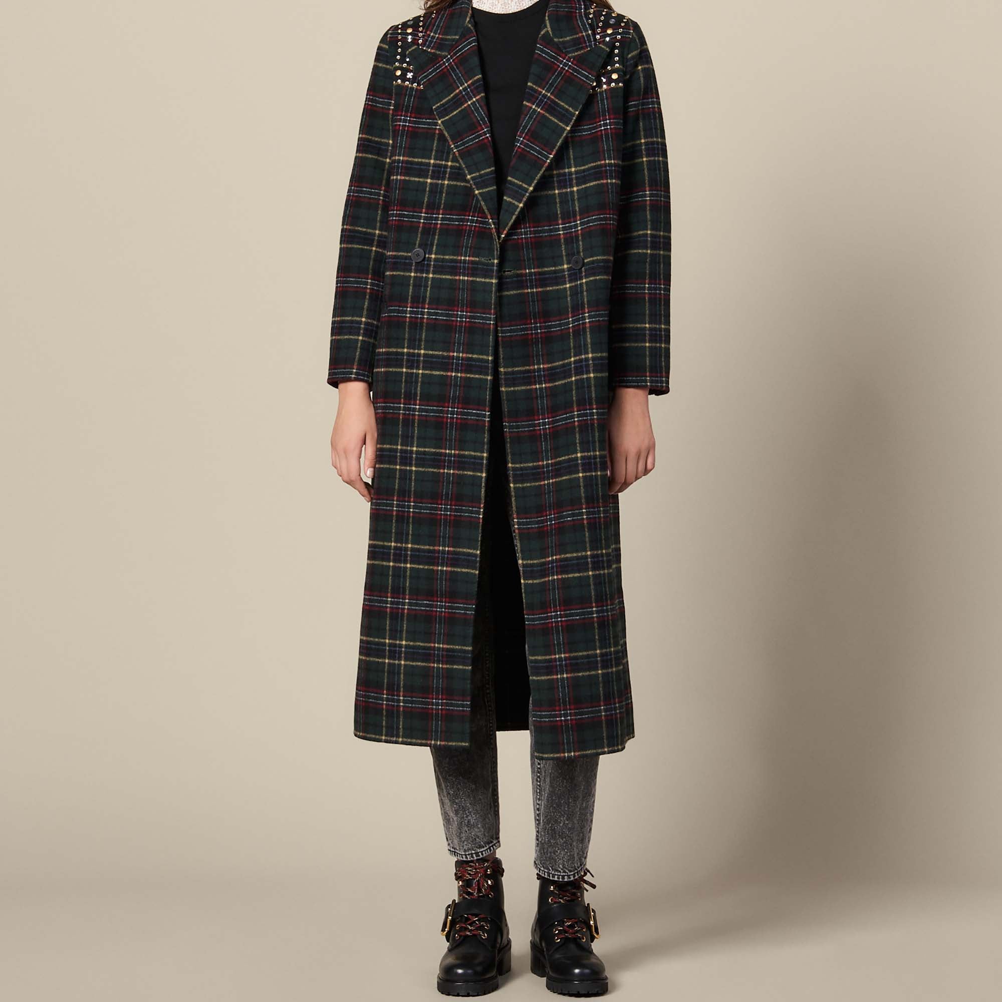 Manteau long orné de strass aux épaules Sandro seconde main