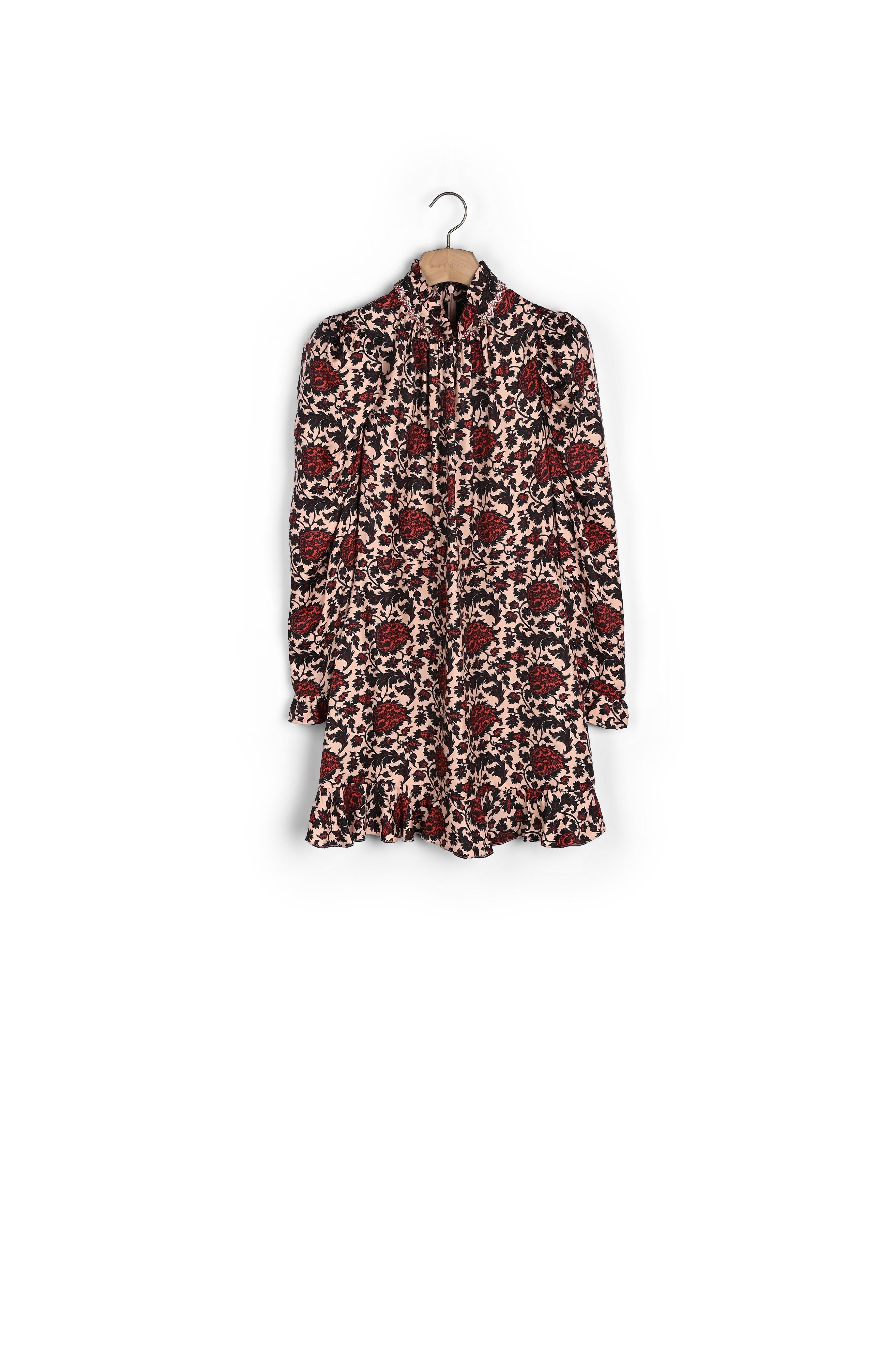 Robe courte imprimée en soie mélangée Sandro seconde main