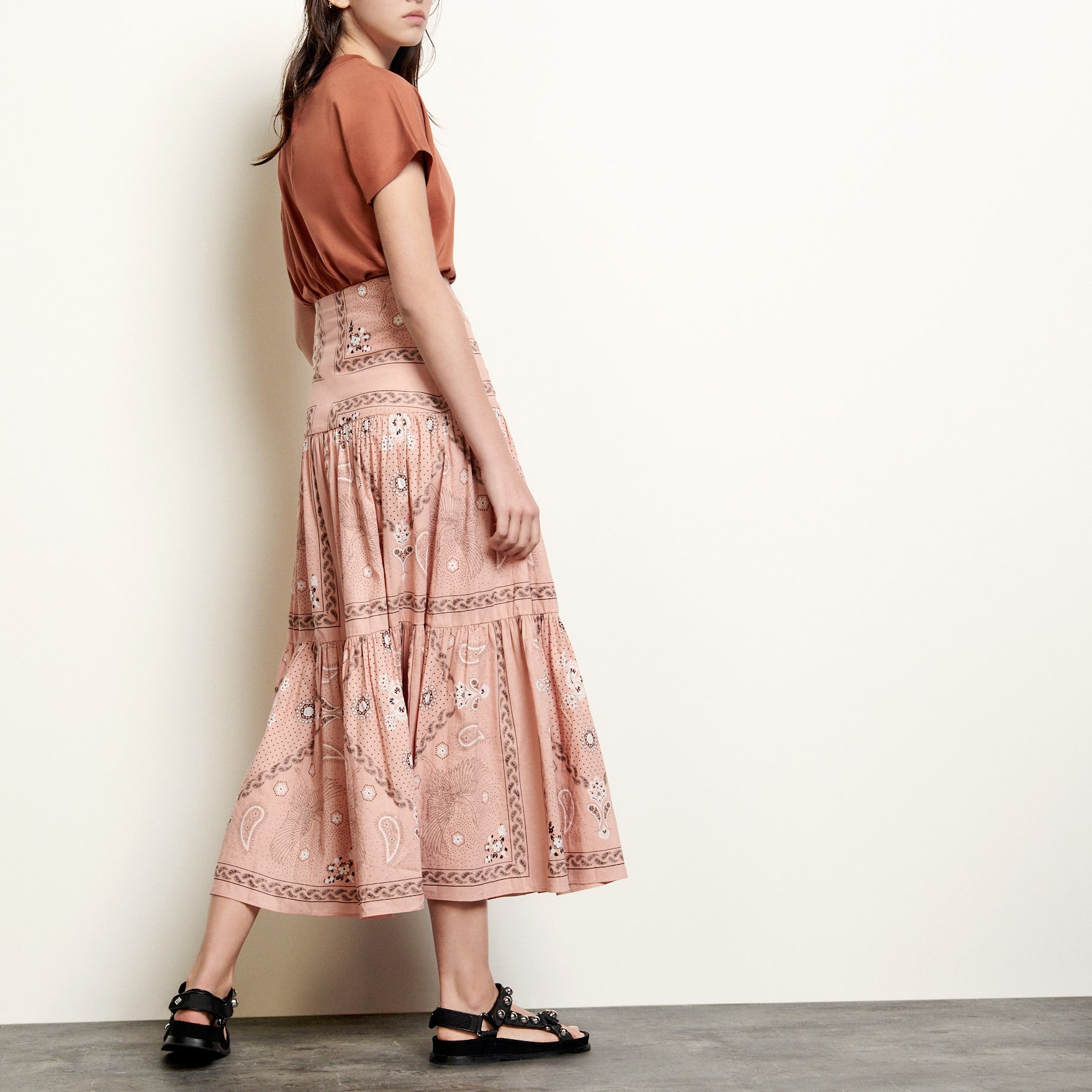 Jupe longue volumineuse imprimée Sandro seconde main