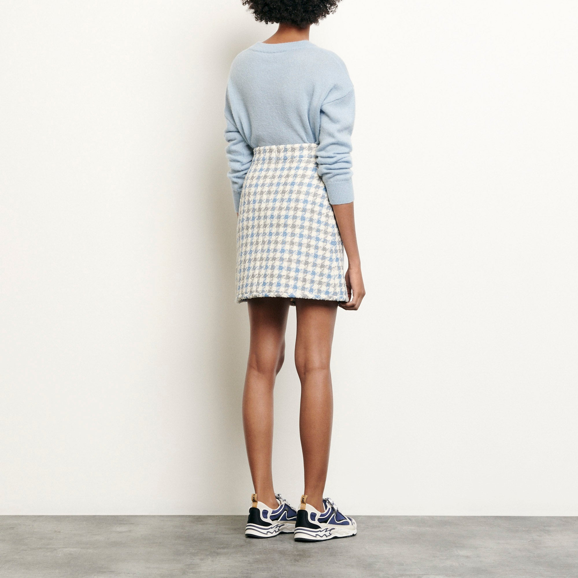 Jupe courte en tweed pied de coq Sandro seconde main