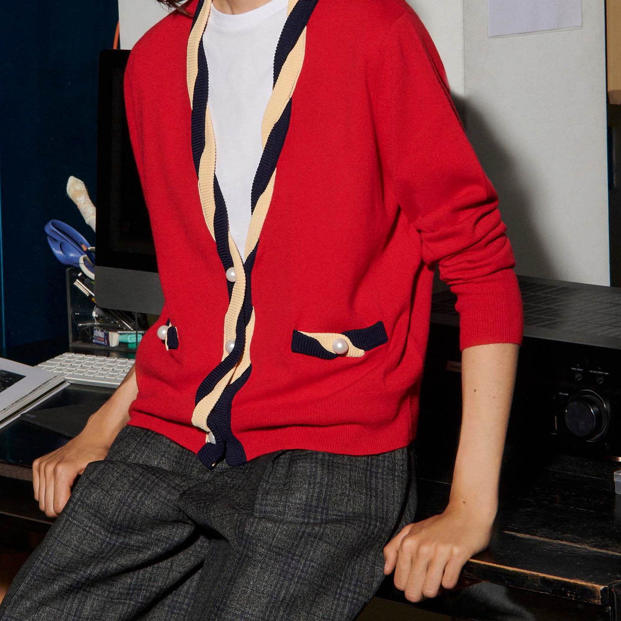 Cardigan court en laine et cachemire Sandro seconde main